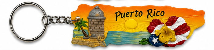 LLAVERO DE RESINA EN FORMA DE MAPA DE PUERTO RICO