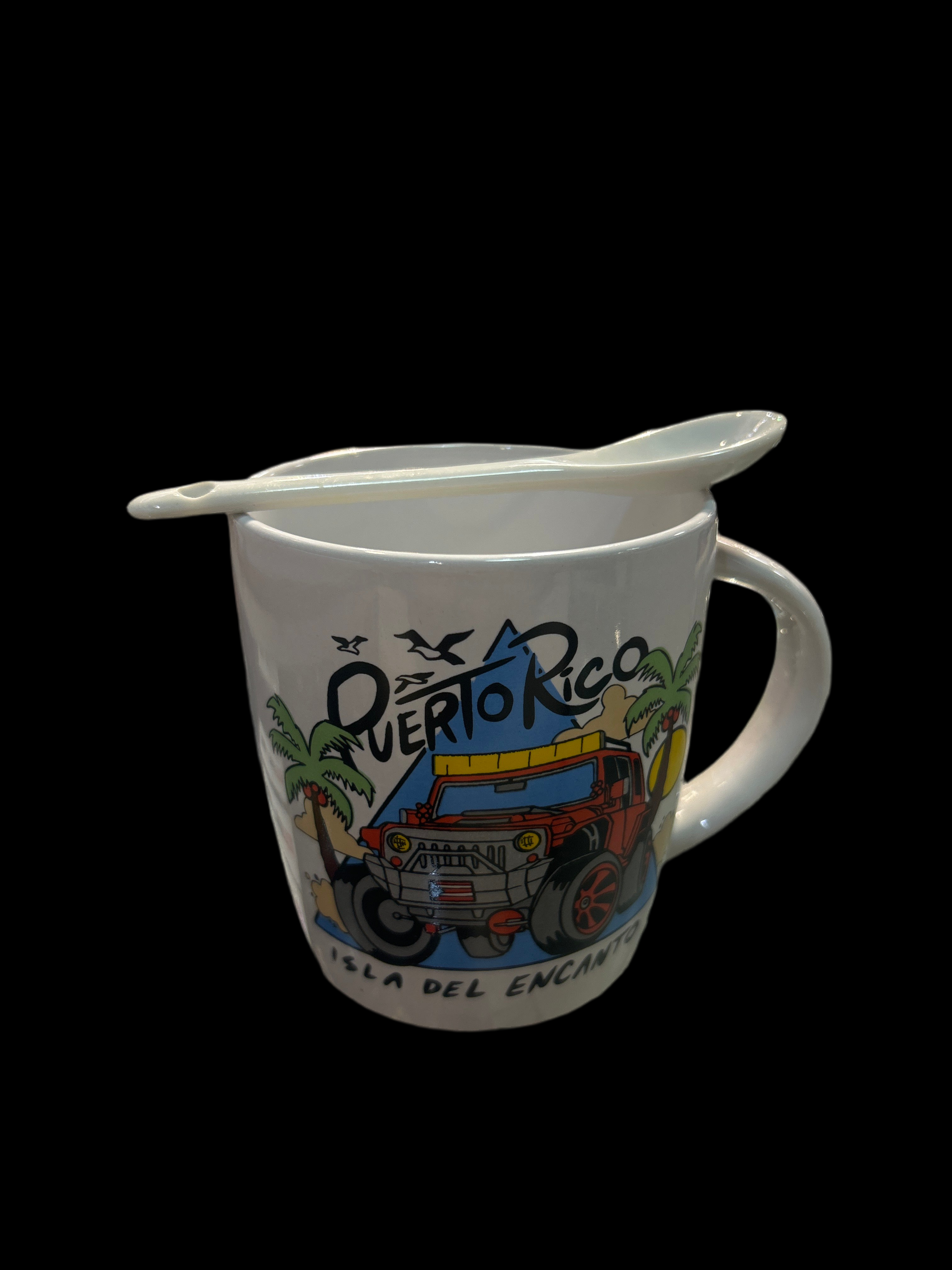 PUERTO RICO JEEP MUG WITH SPOON