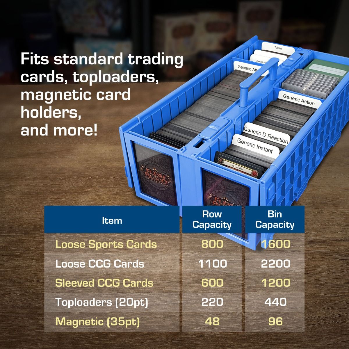 BCW COLLECTIBLE CARD BIN 1,600 COUNT BLUE