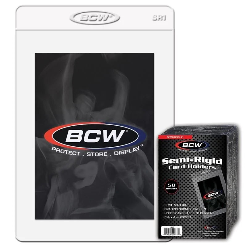 BCW SEMI-RIGID CARD HOLDERS  #1 - 50 PCS PER PACK