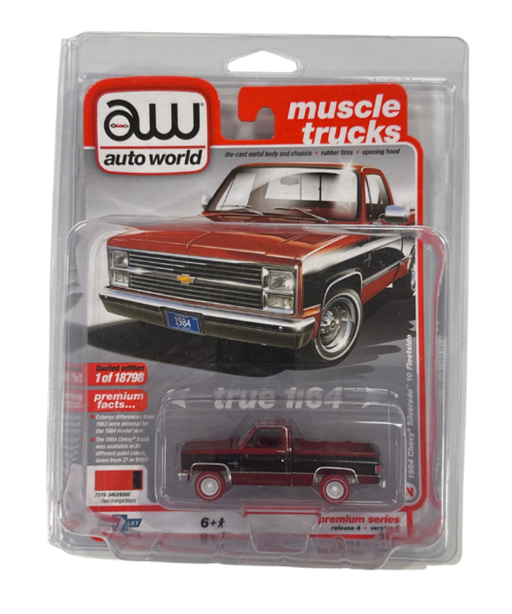 1/64 1984 CHEVY SILVERADO 10 FLEETSIDE "CHASE" (RED TIRE VARIATION COLOR)