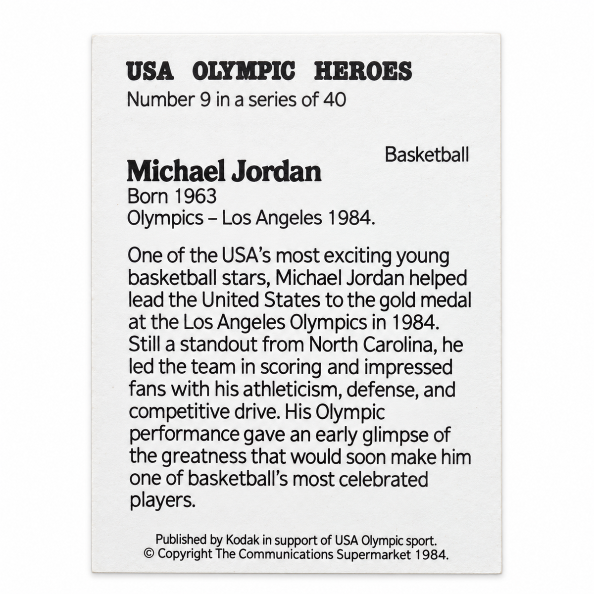 MICHAEL JORDAN BASKETBAL TRADING CARD / TARJETA DEPORTIVA MICHAEL JORDAN
