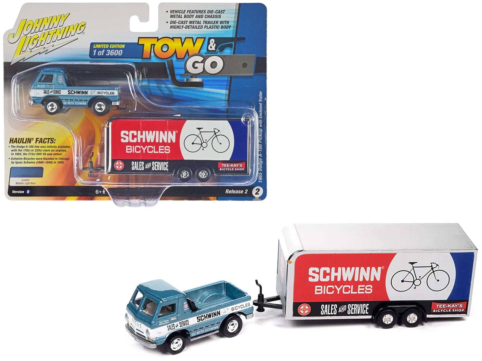 1/64 1965 DODGE A-100 PICKUP WITH ENCLOSED TRAILER - TOW & GO