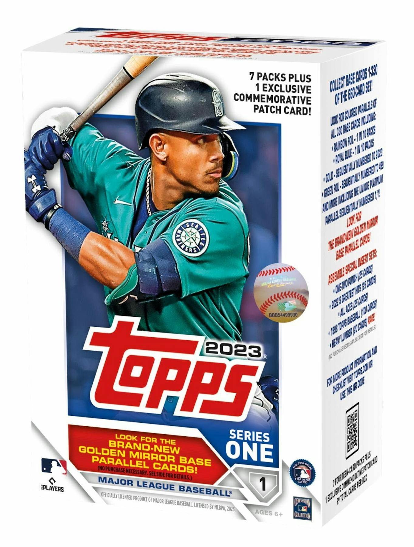 Caja Blaster de 7 paquetes de béisbol de la Serie 1 de Topps 2023 (¡Tarjeta reliquia conmemorativa!)