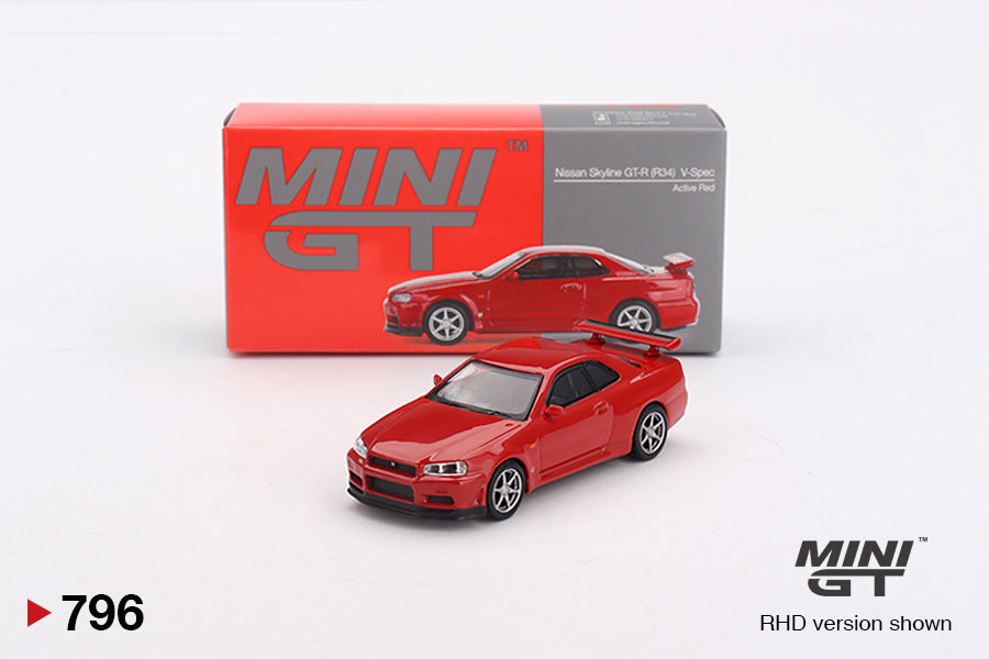 1/64 NISSAN SKYLINE GT-R (R34) V-SPEC ACTIVE RED - MINI GT