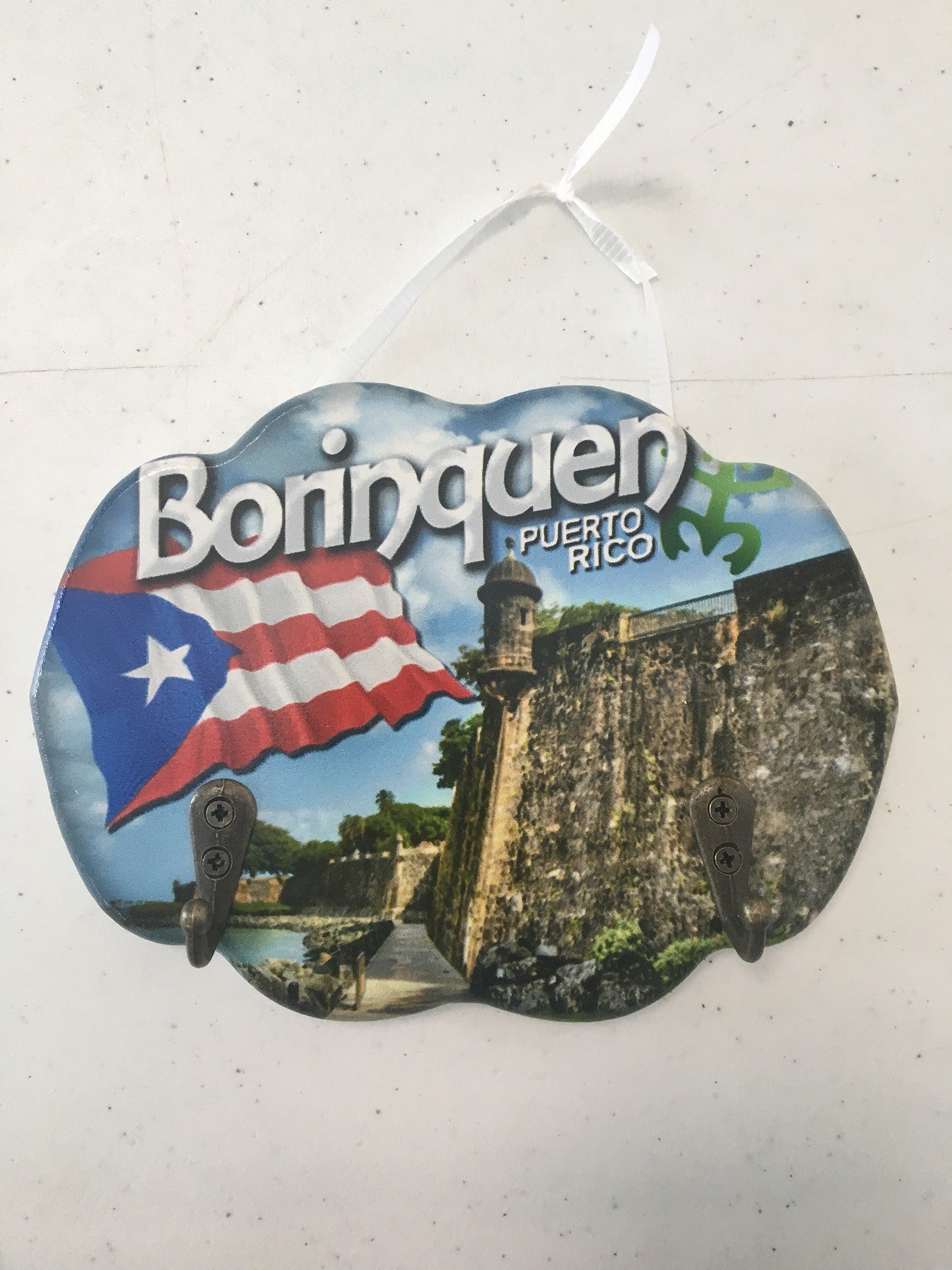 Porta llave ovalado (key Holder) - Borinquen, garita y bandera de Puerto Rico