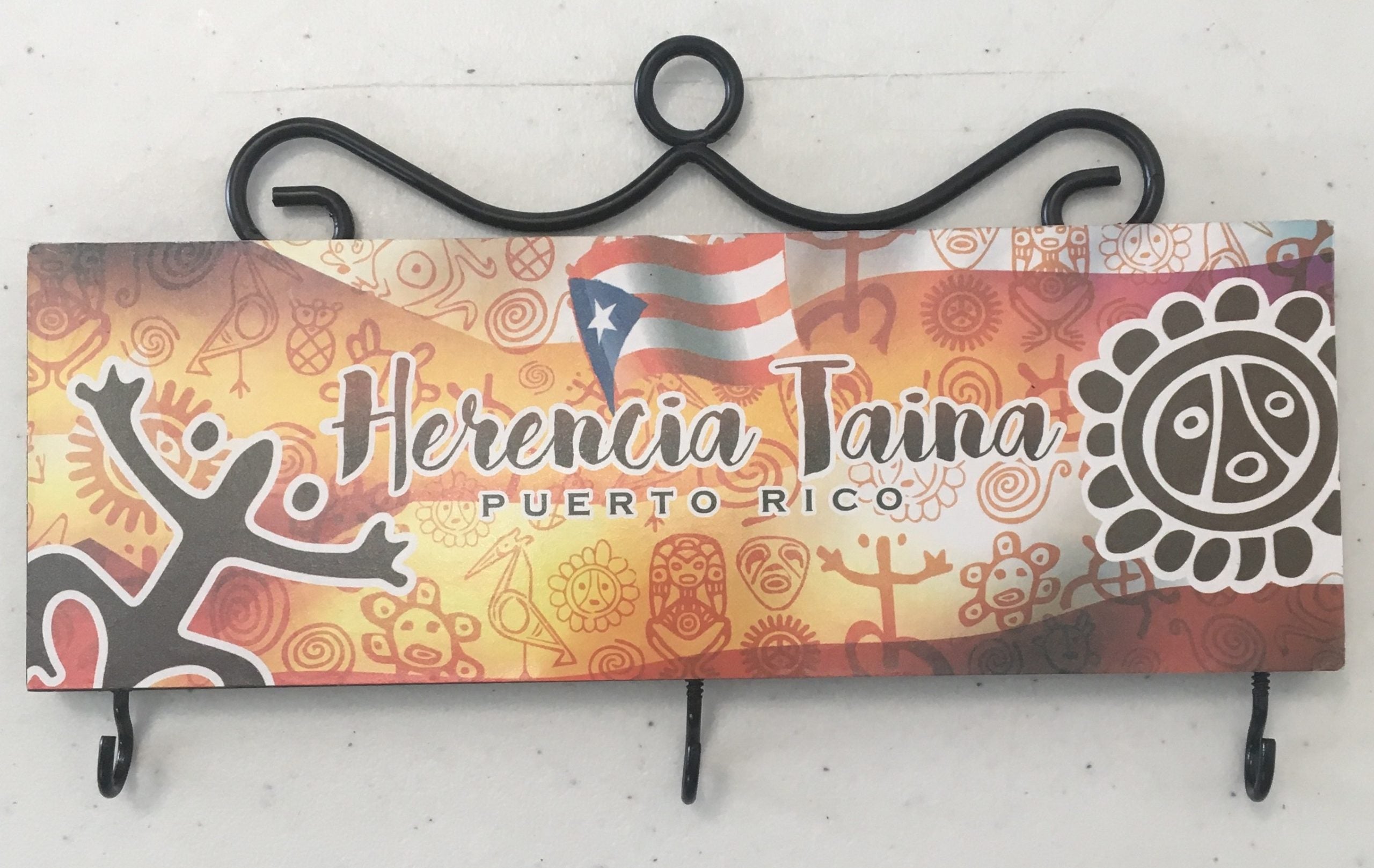 Porta llave rectangular (key holder) de 7'' - Herencia taína, Sol y coquí
