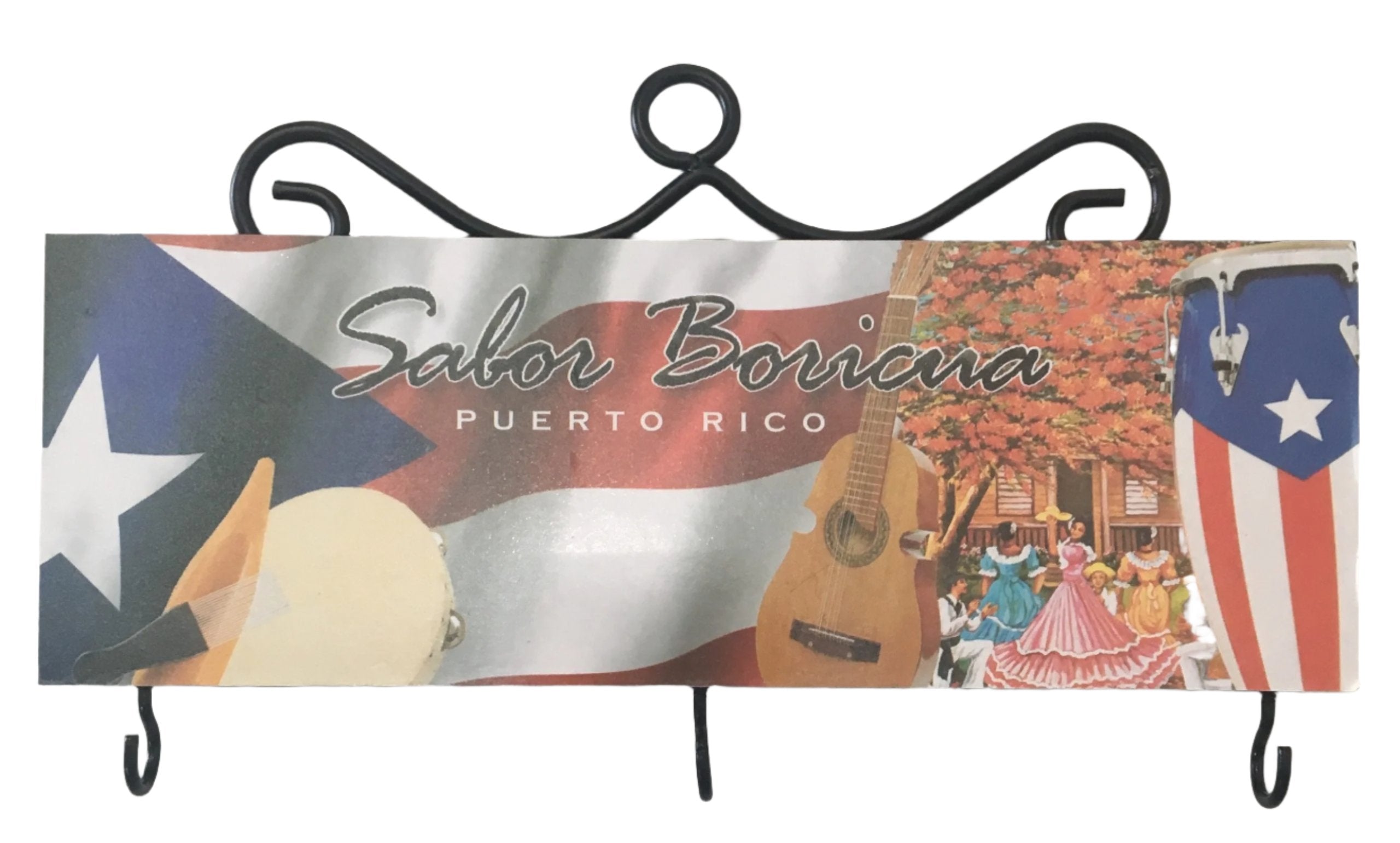 Porta llave rectangular (key holder) de 7'' - Sabor Boricua, instrumentos musicales