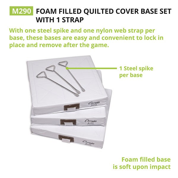 M290 BASE DE BASEBALL - FOAM FILLED QUILTED COVER BASE SET WITH 1 STRAP