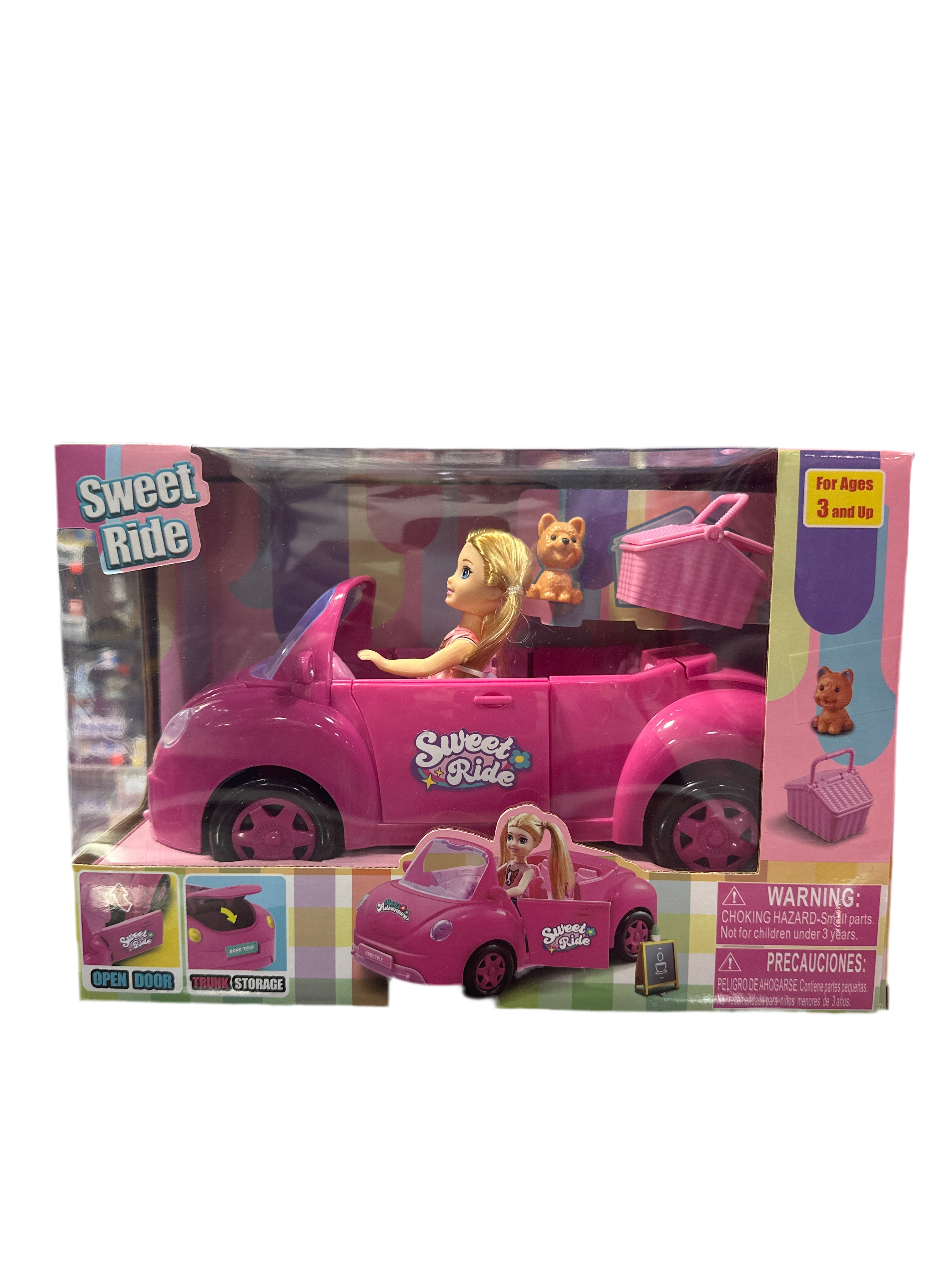 MUÑECA CON COCHE Y MASCOTA