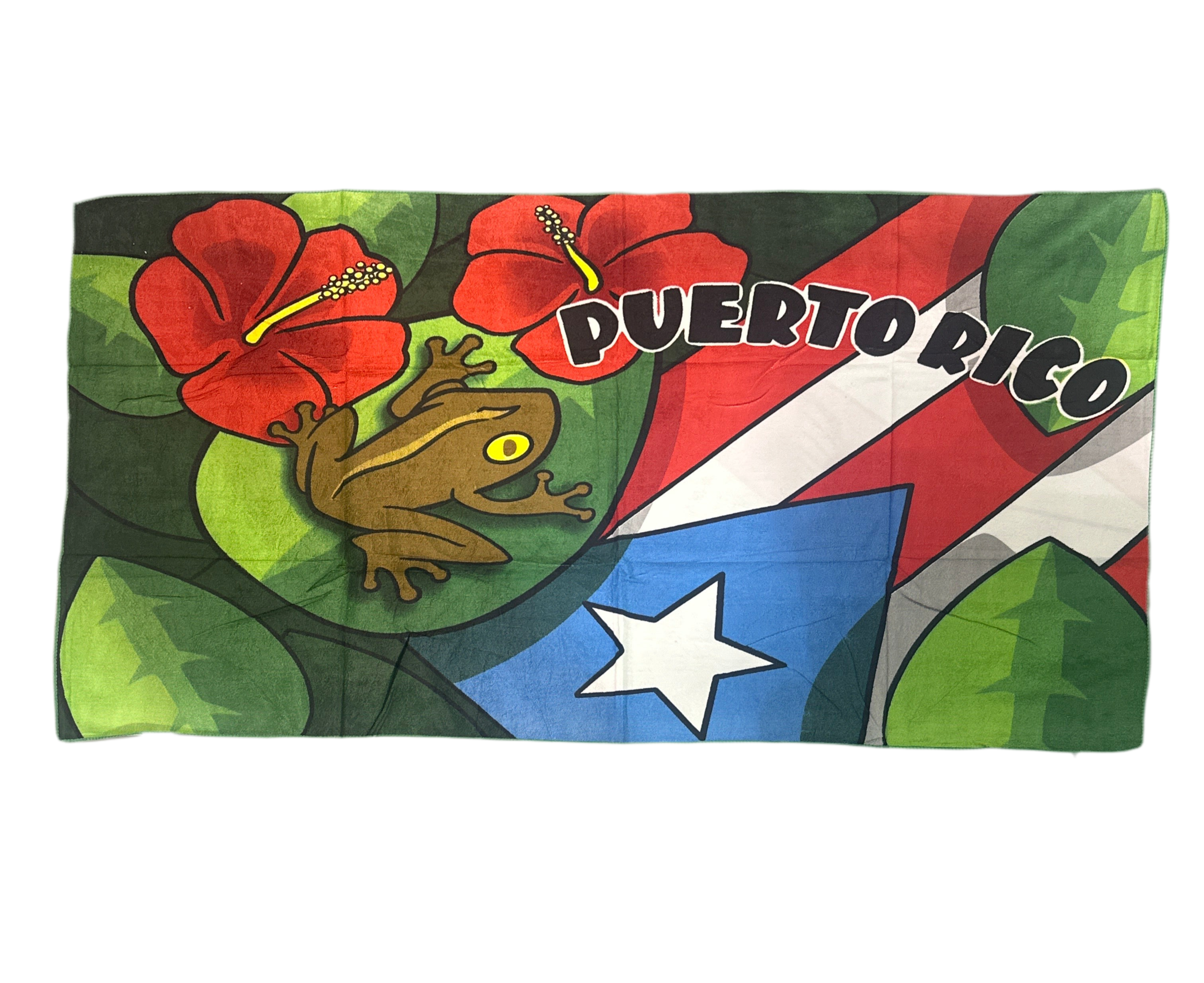 TOALLA DE PUERTO RICO. BANDERA / COQUI.