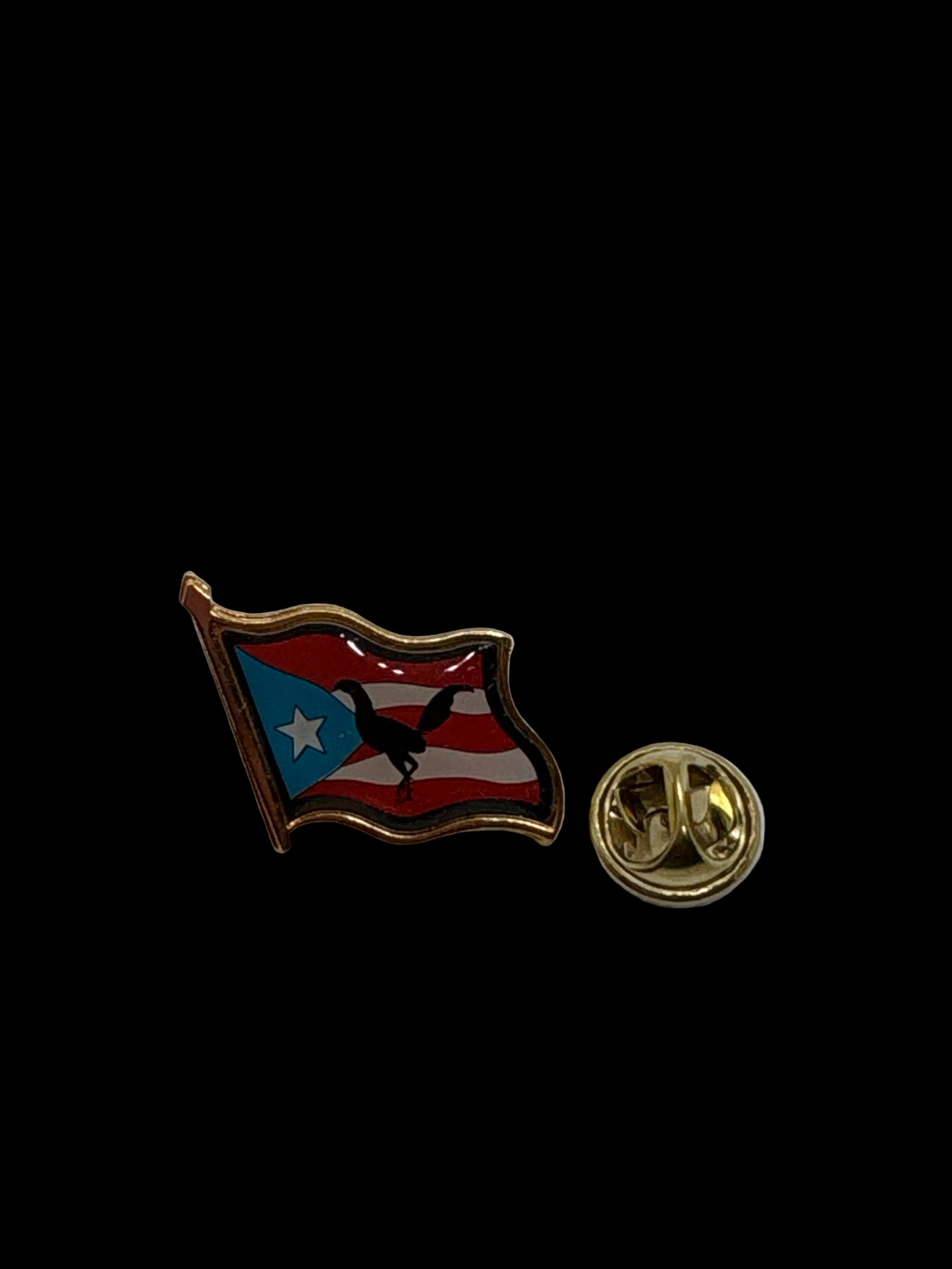 PIN BANDERA DE PUERTO RICO CON GALLO