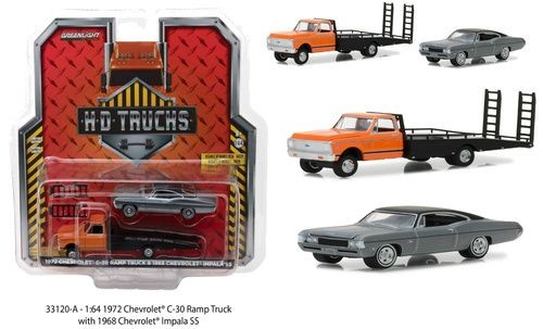 1/64 1972 CHEVROLET C-30 RAMP TRUCK & 1968 CHEVROLET IMPALA SS - H.D. TRUCKS
