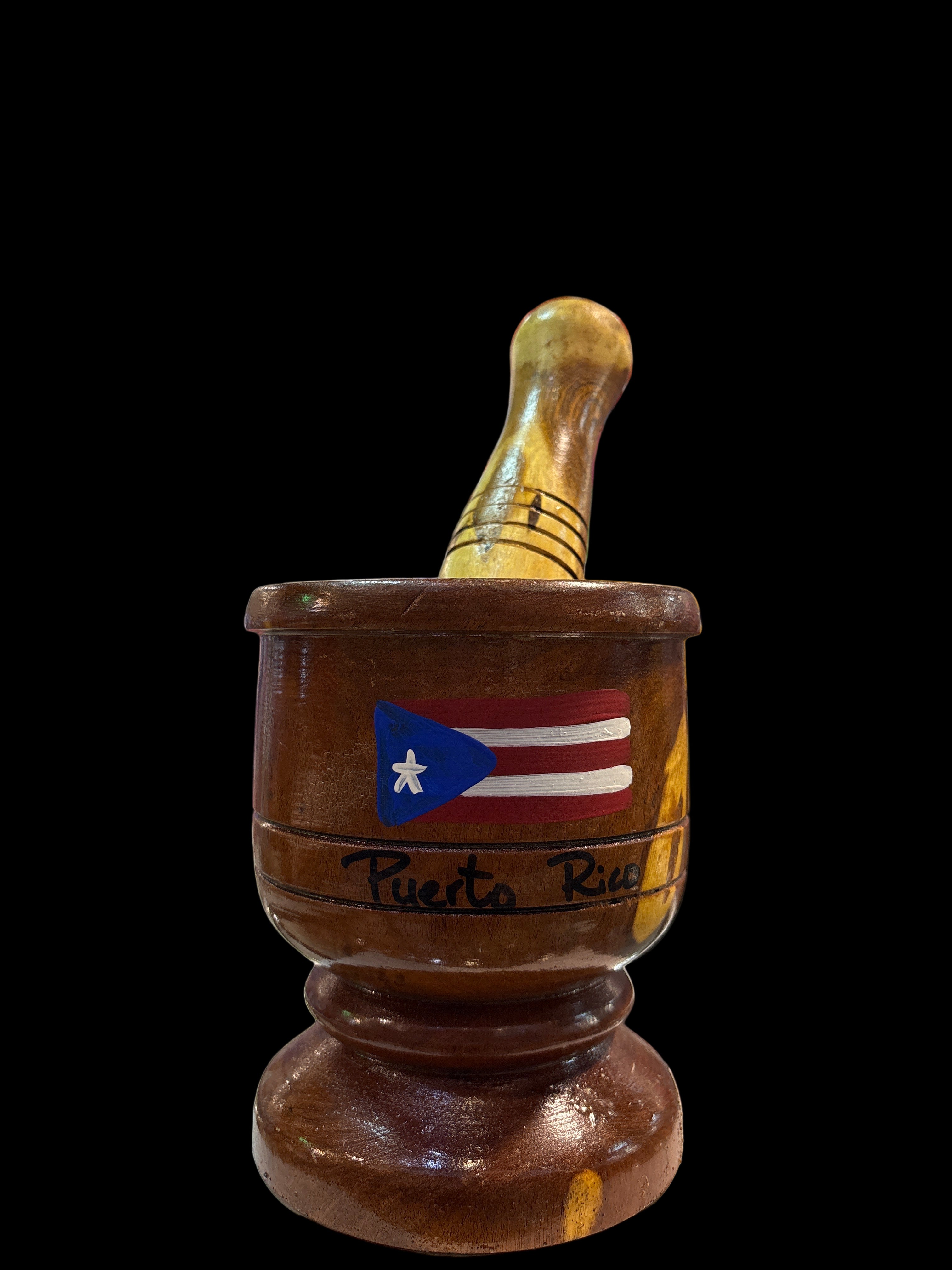 7” PILON DE MADERA CON BANDERA DE PUERTO RICO