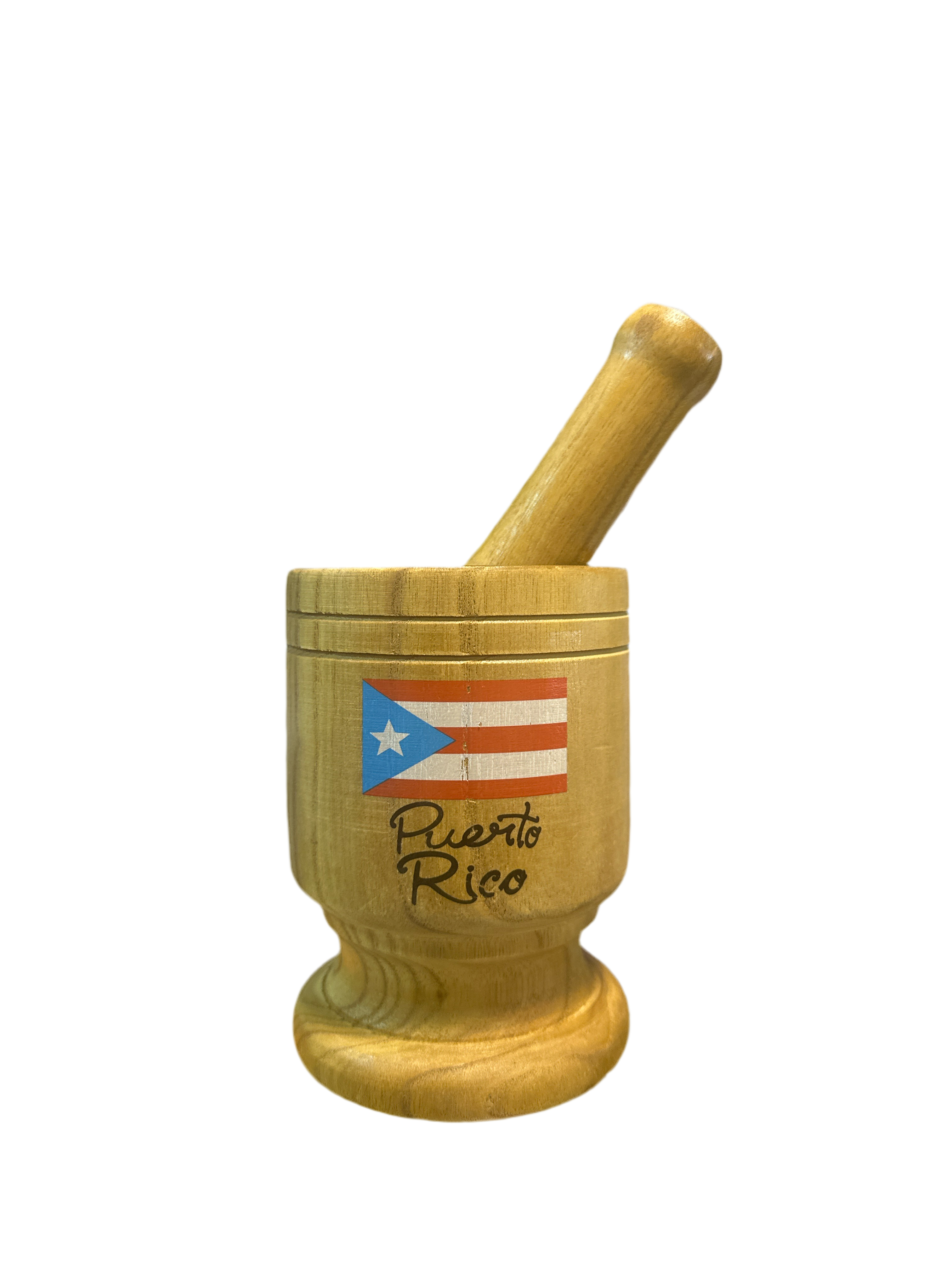 PILON DE MADERA CON BANDERA DE PUERTO RICO - WOODEN PILON WITH PUERTO RICO FLAG