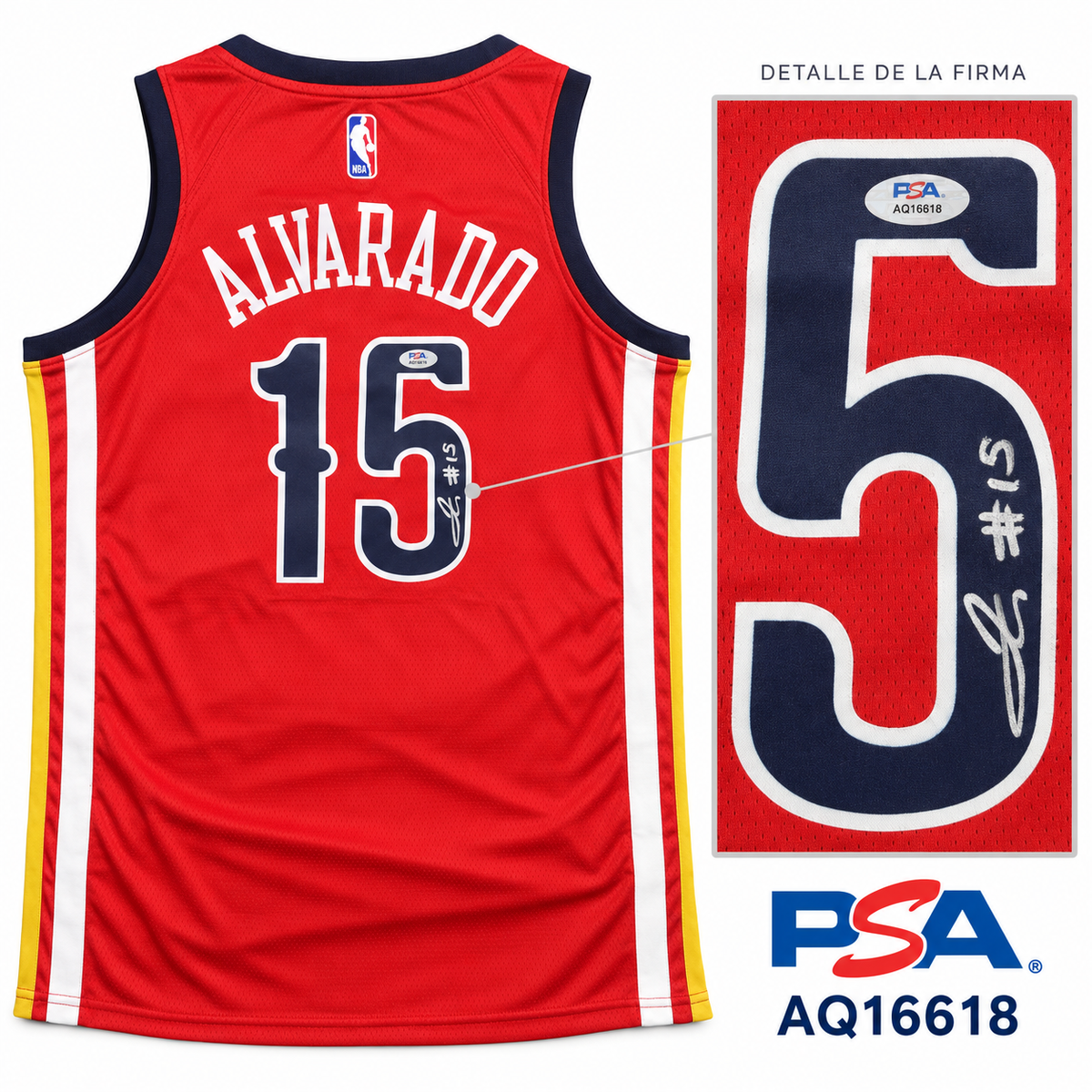 JOSE ALVARADO SIGNED JERSEY - NEW ORLEANS PELICANS PSA AUTHENTICATED