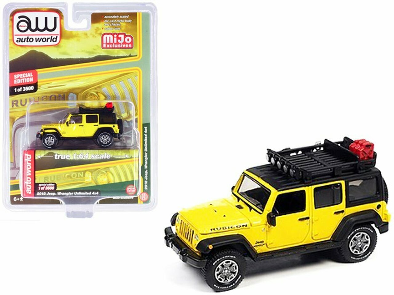 1/64 2018 JEEP WRANGLER UNLIMITED 4X4 YELLOW - RUBICON