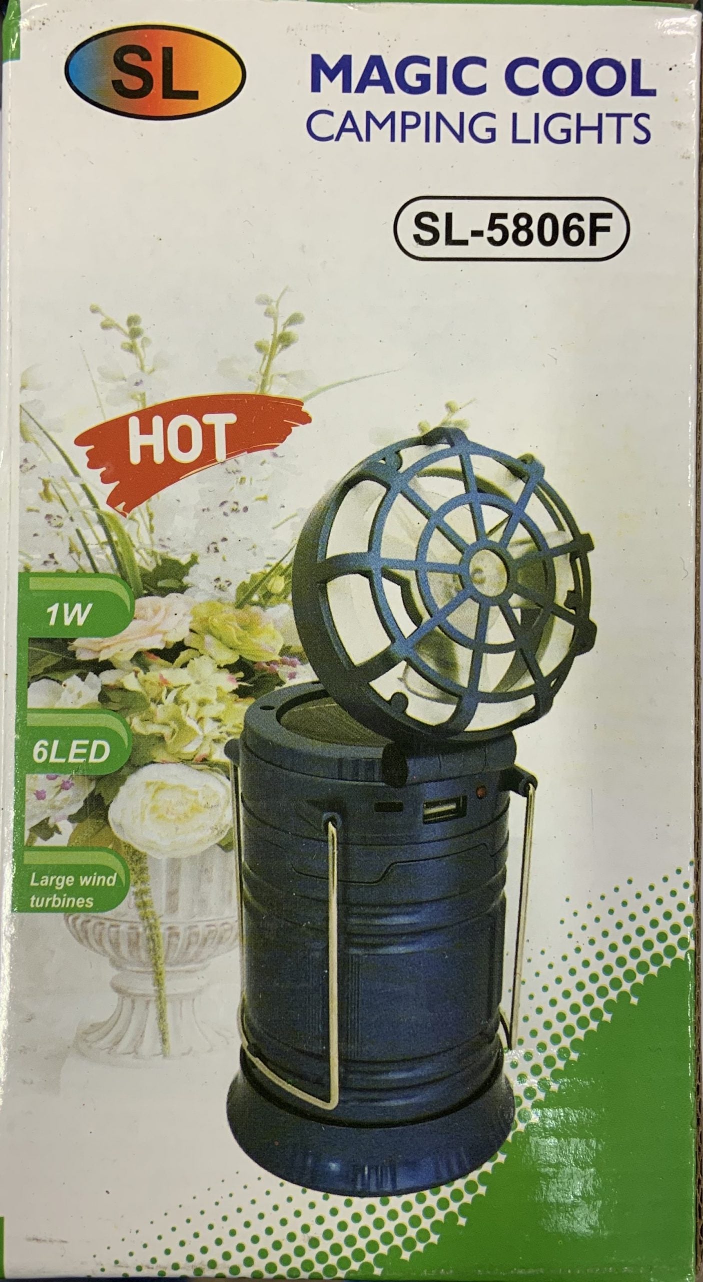Lampara / linterna / abanico con placa solar - Multi uso