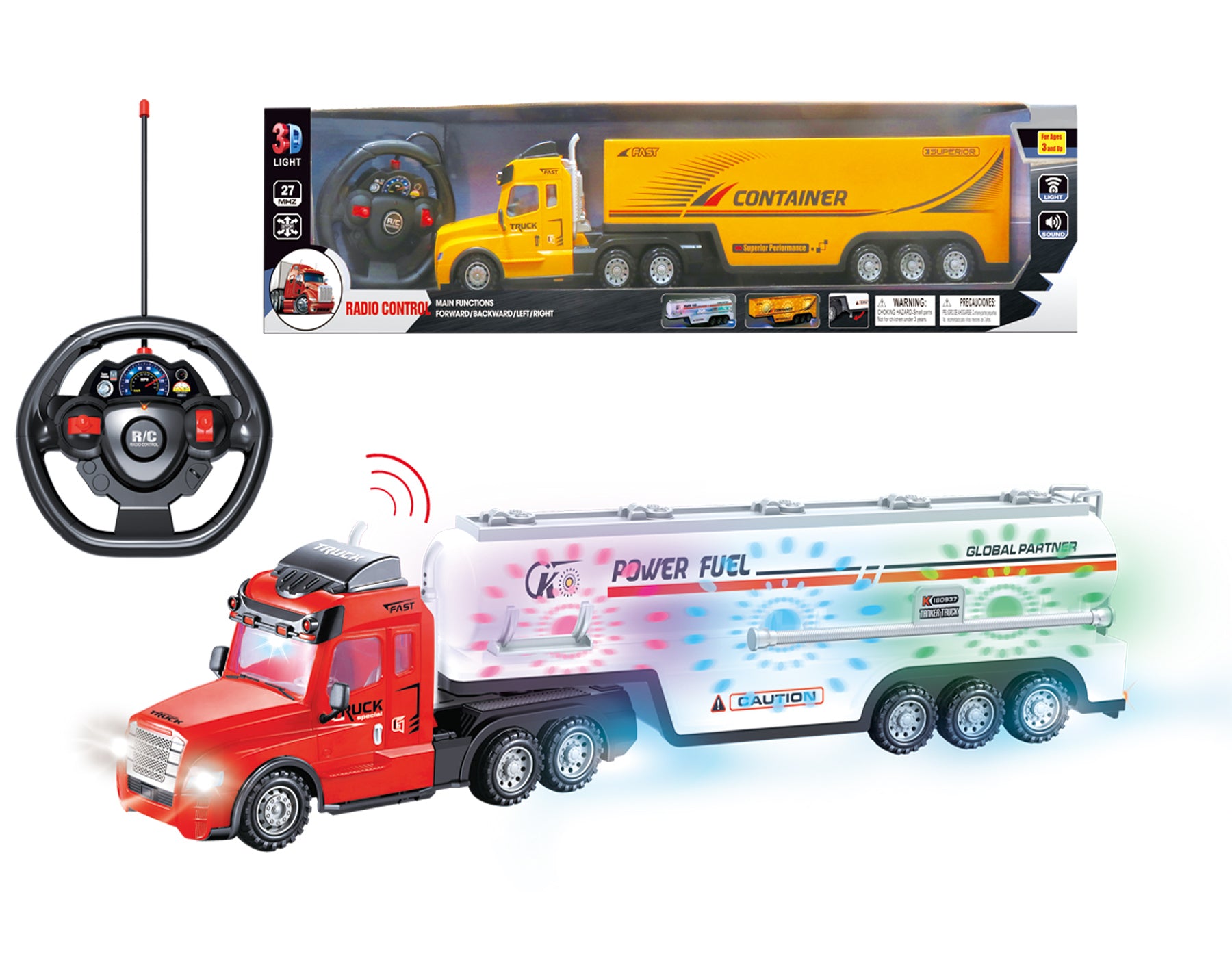 RADIO CONTROL SEMI TRUCK WITH 3D LIGHTS & SOUND 23.5" ITEM # 377B