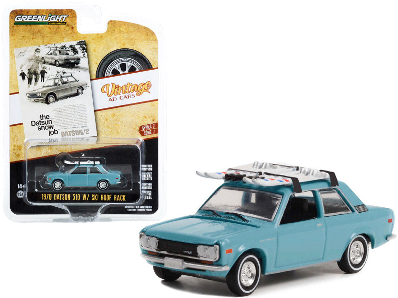 1/64 1970 DATSUN 510 W/SKI ROOF RACK - VINTAGE AD CARS