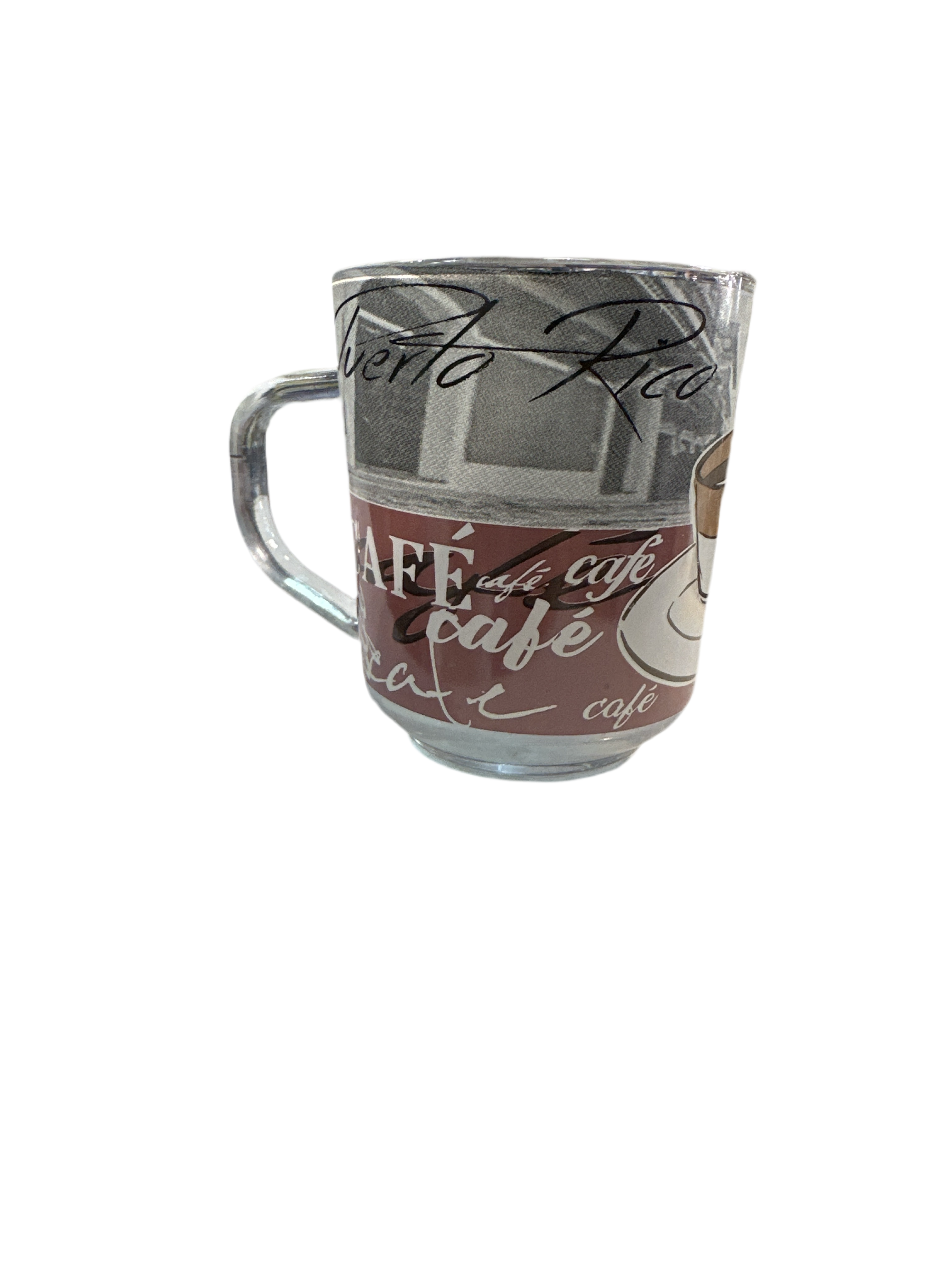 TAZA DE PUERTO RICO EN CRISTAL CAFÉ