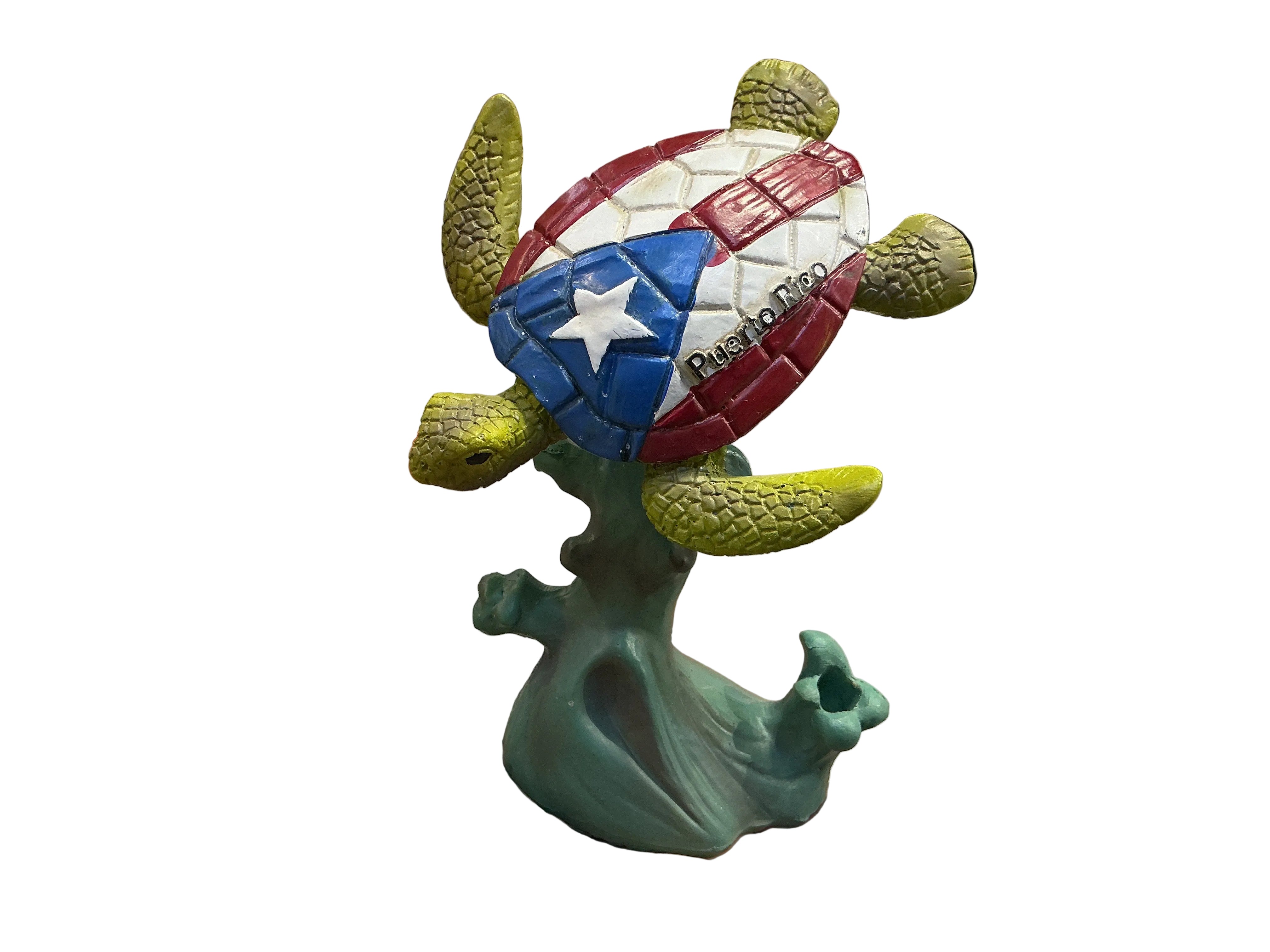 FIGURA PEN HOLDER DE TORTUGA DE PUERTO RICO Y BANDERA