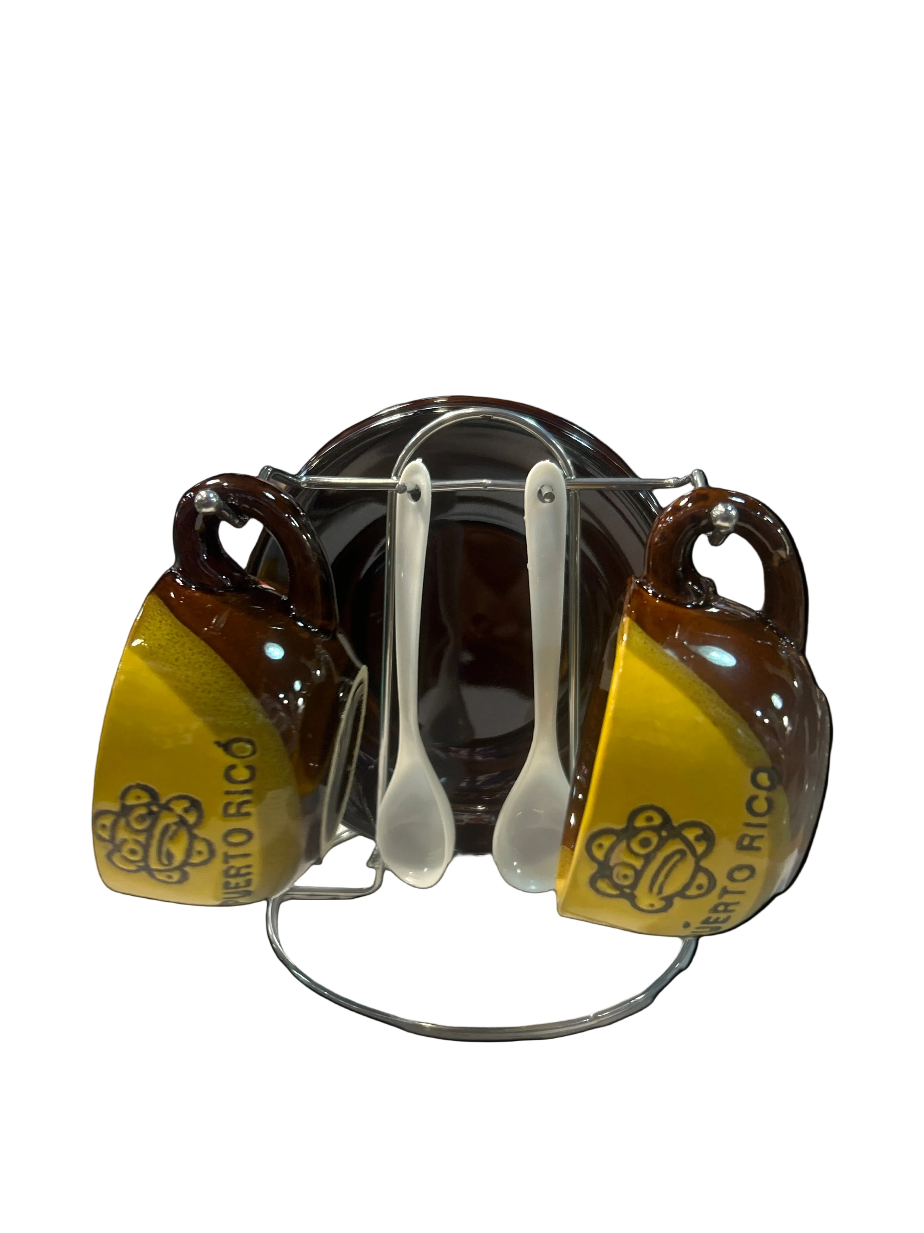 PUERTO RICO COFFEE SET WITH TAINO SUN DESIGN (6PCS)