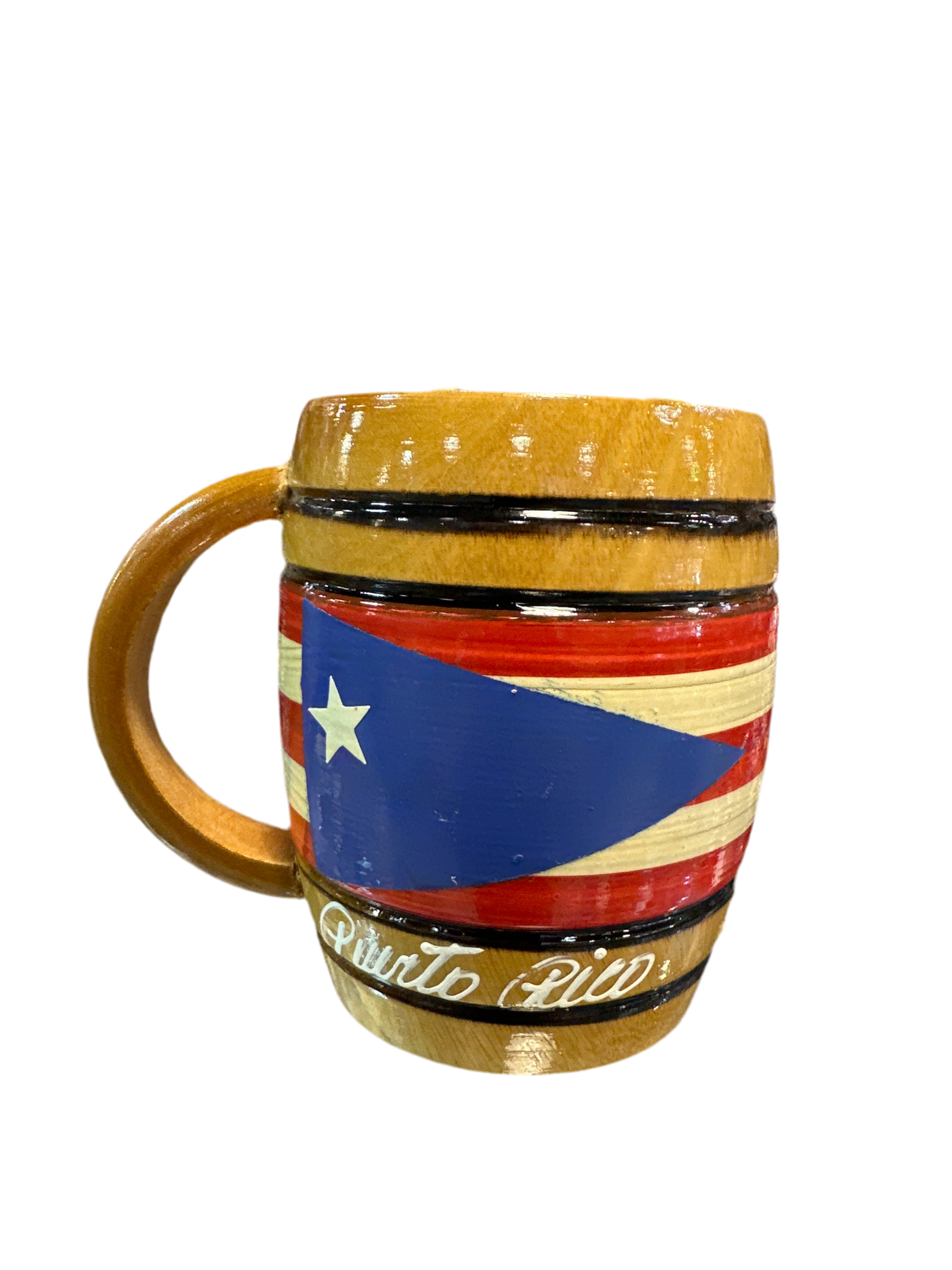 JARRA DE MADERA CON BANDERA DE PUERTO RICO.