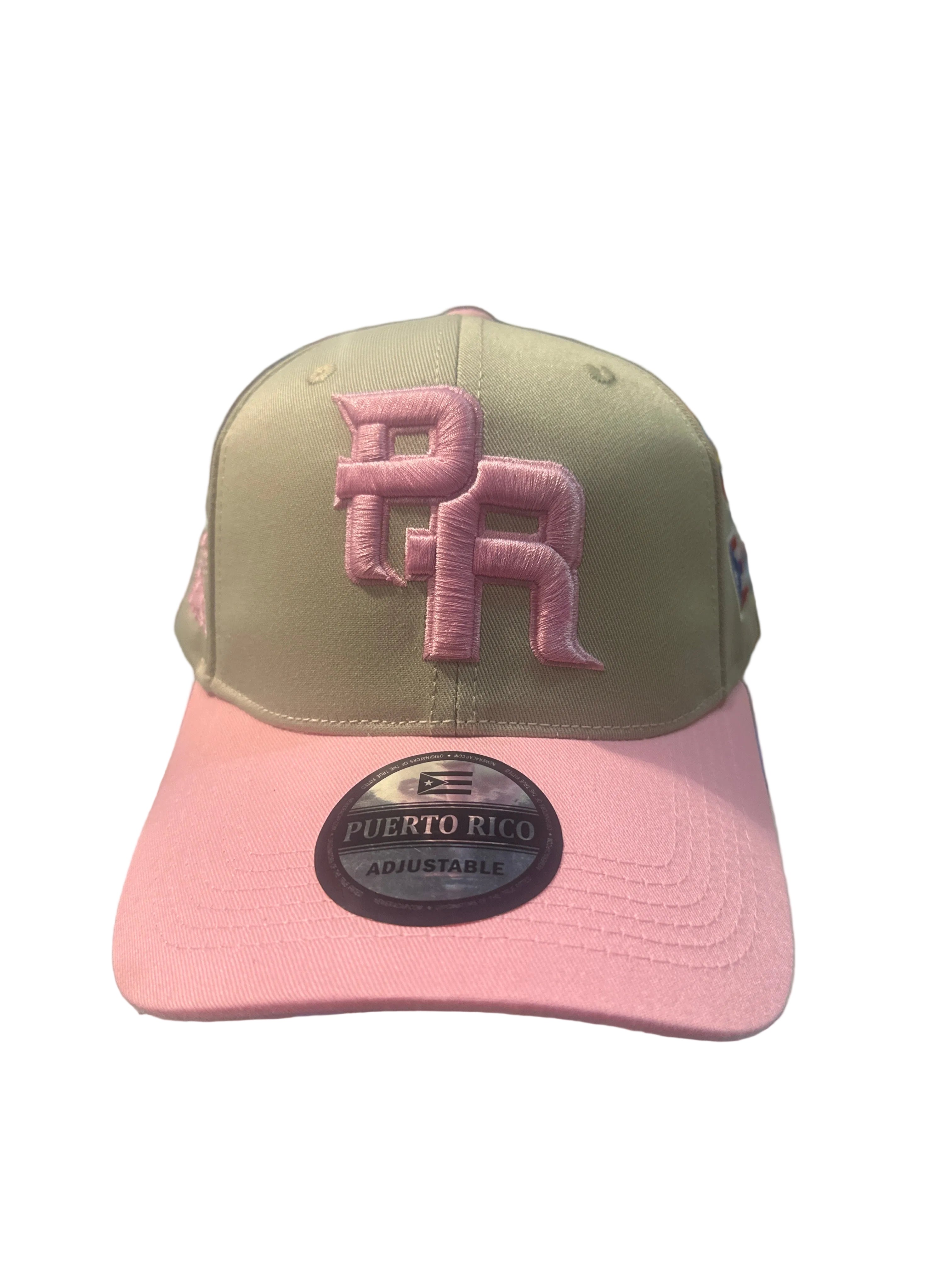GORRA DE PUERTO RICO - BEIGE CON ROSA