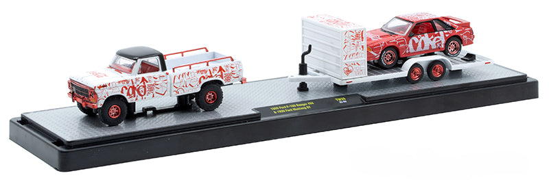 1/64 1969 FORD F-100 RANGER 4X4 & 1990 FORD MUSTANG GT “CHASE” (750 CHASE PCS RED VARIATION) - M2 MACHINES