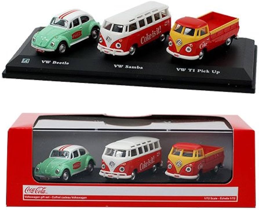 1/72 VOLKSWAGEN SET DE REGALO DE 3 PIEZAS COCA COLA