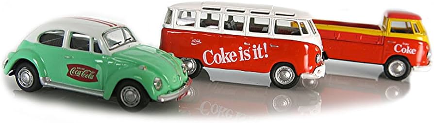 1/72 VOLKSWAGEN SET DE REGALO DE 3 PIEZAS COCA COLA