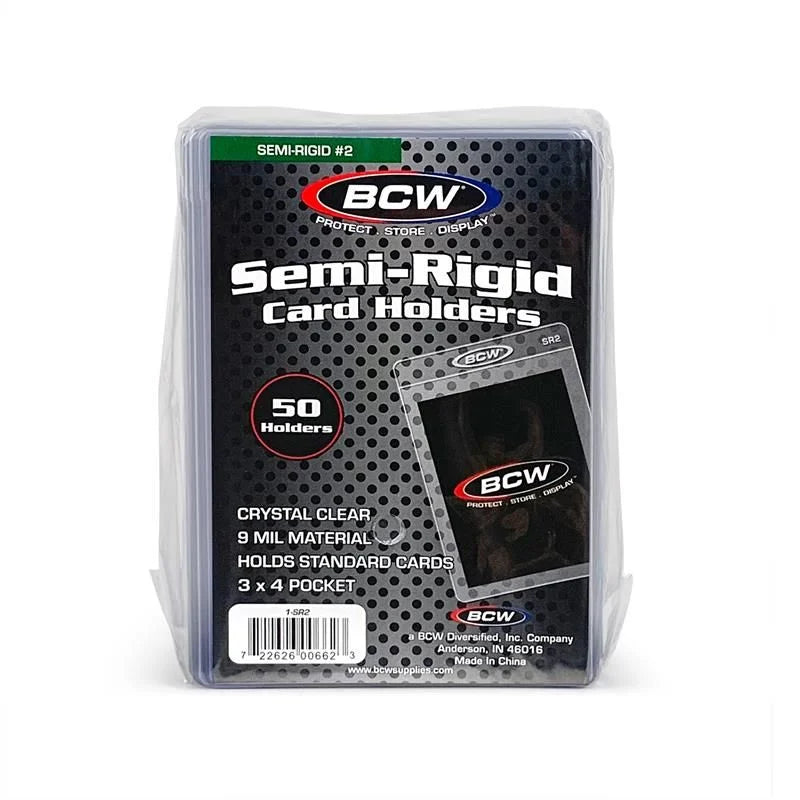 BCW SEMI-RIGID CARD HOLDERS #2 - 50 PCS PER PACK
