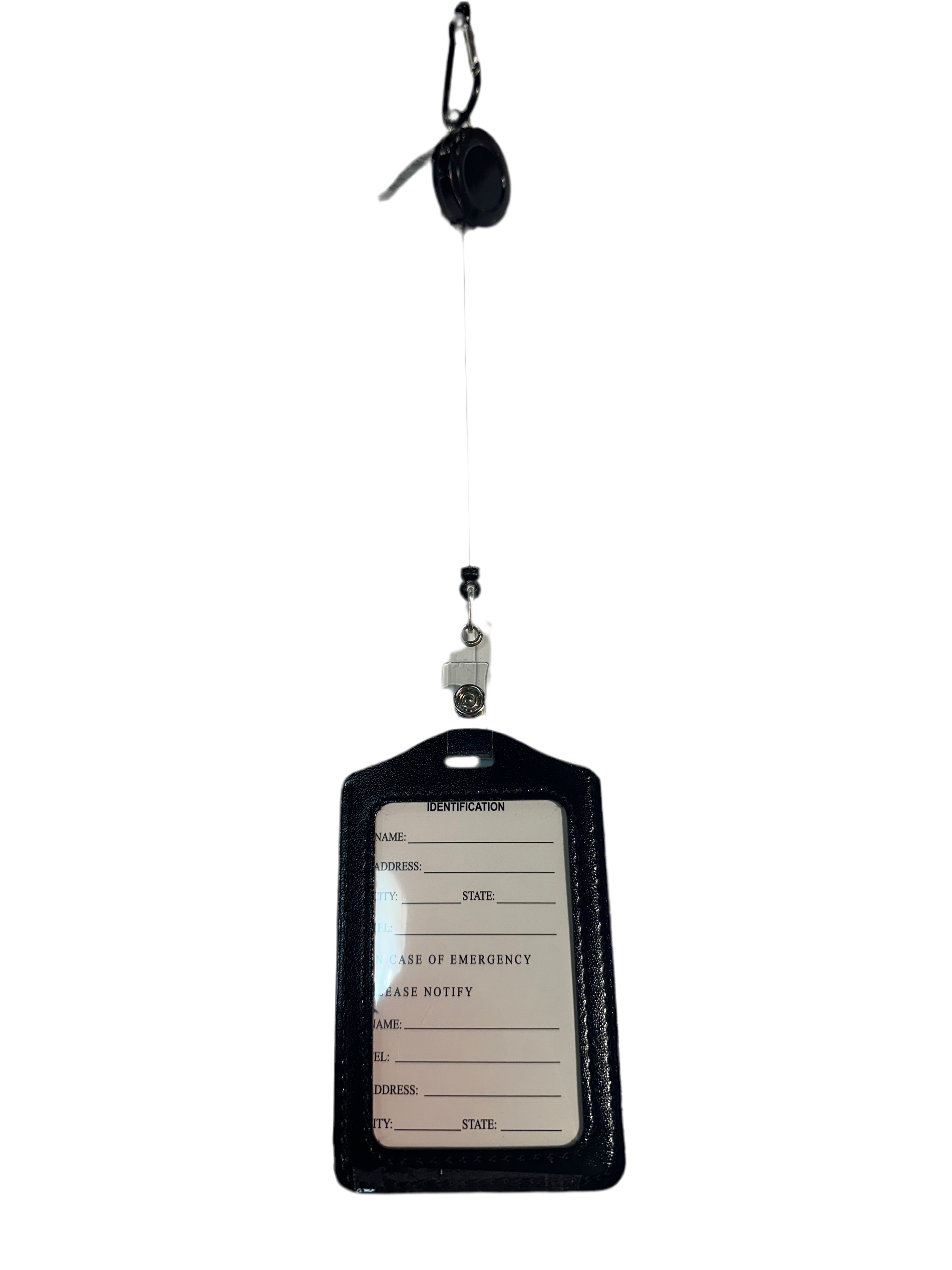PORTA IDENTIFICACIÓN CON CLIP Y CORDÓN ELÁSTICO