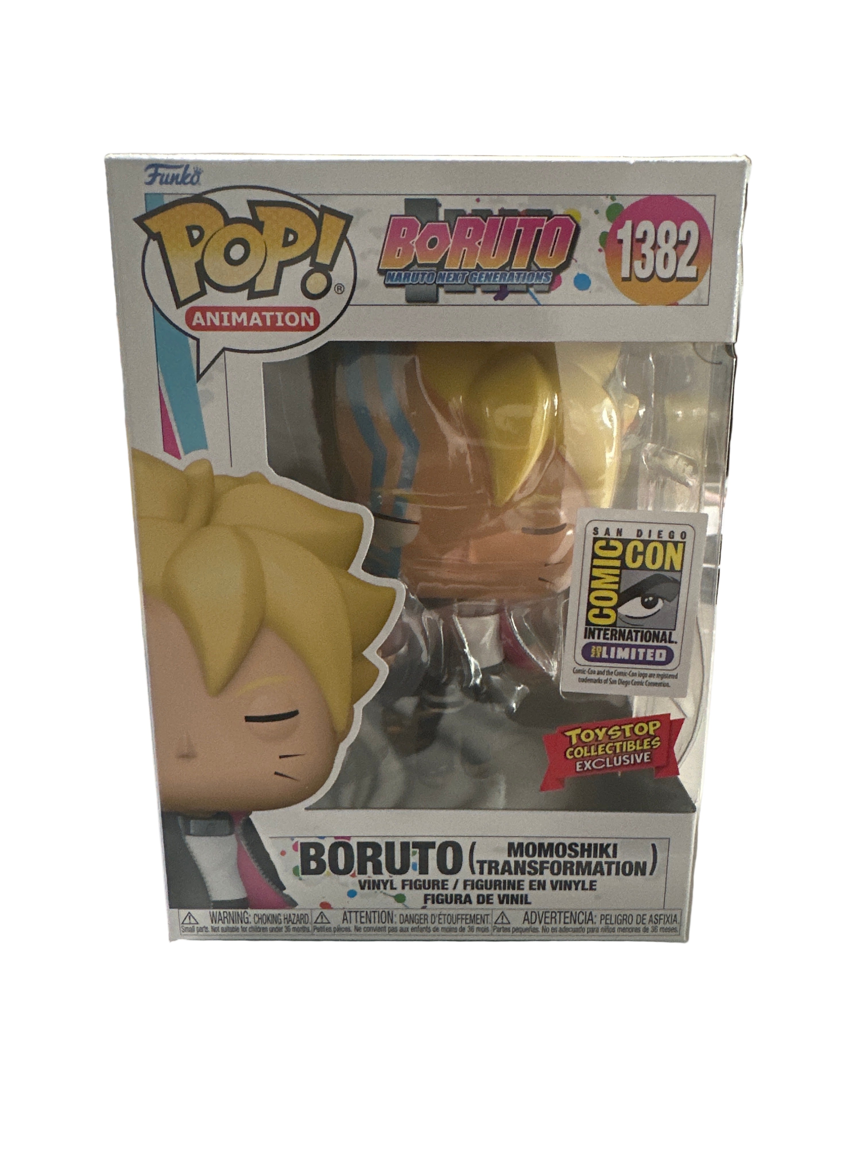 BORUTO NARUTO NEXT GENERATIONS BORUTO (MOMOSHIKI TRANSFORMATION) FUNKO POP #1382 SAN DIEGO COMIC CON INTERNATIONAL LIMITED TOYSTOP COLLECTIBLES EXCLUSIVE