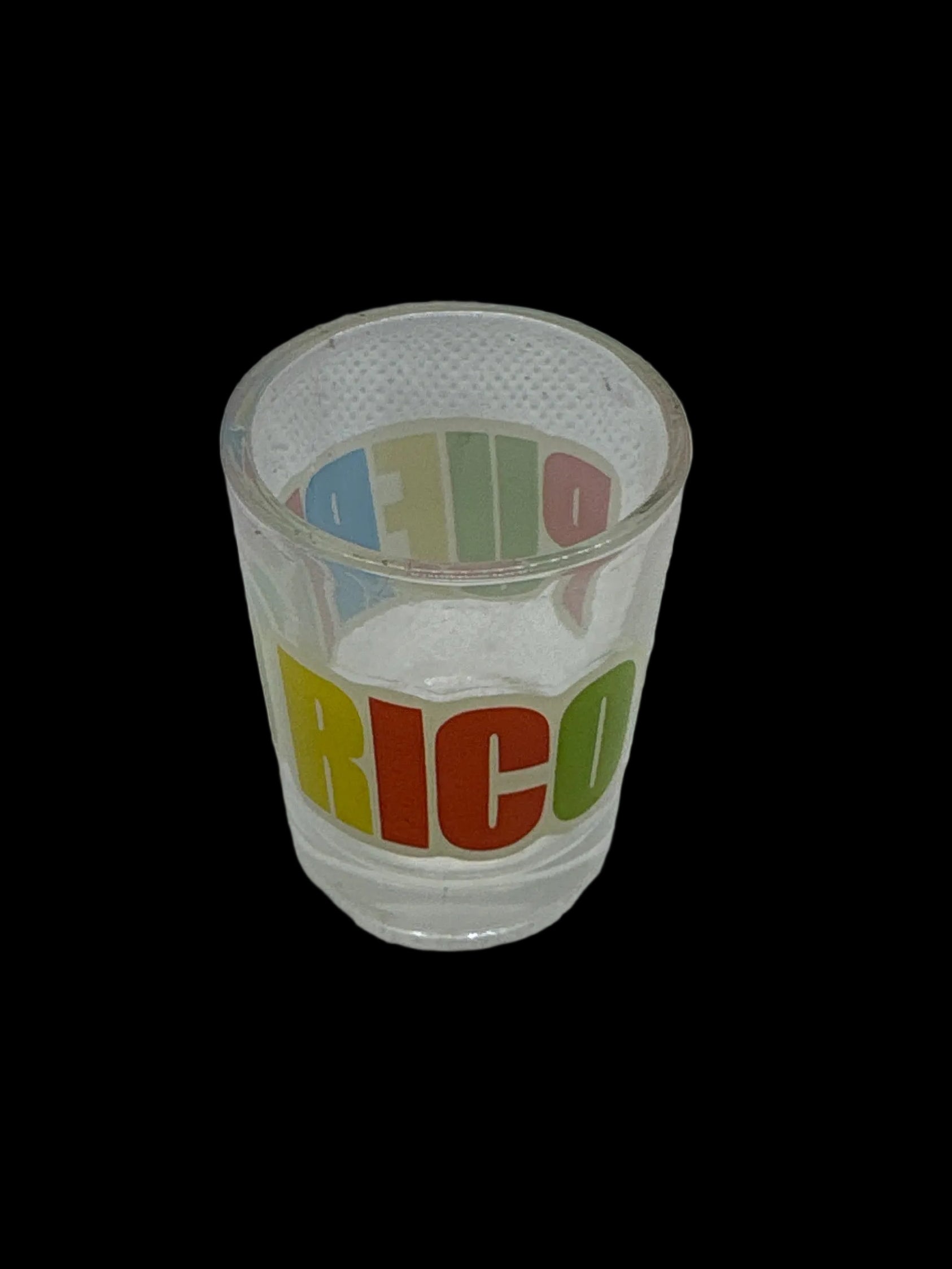 CLEAR MINI SHOT GLASS PUERTO RICO LETTERS