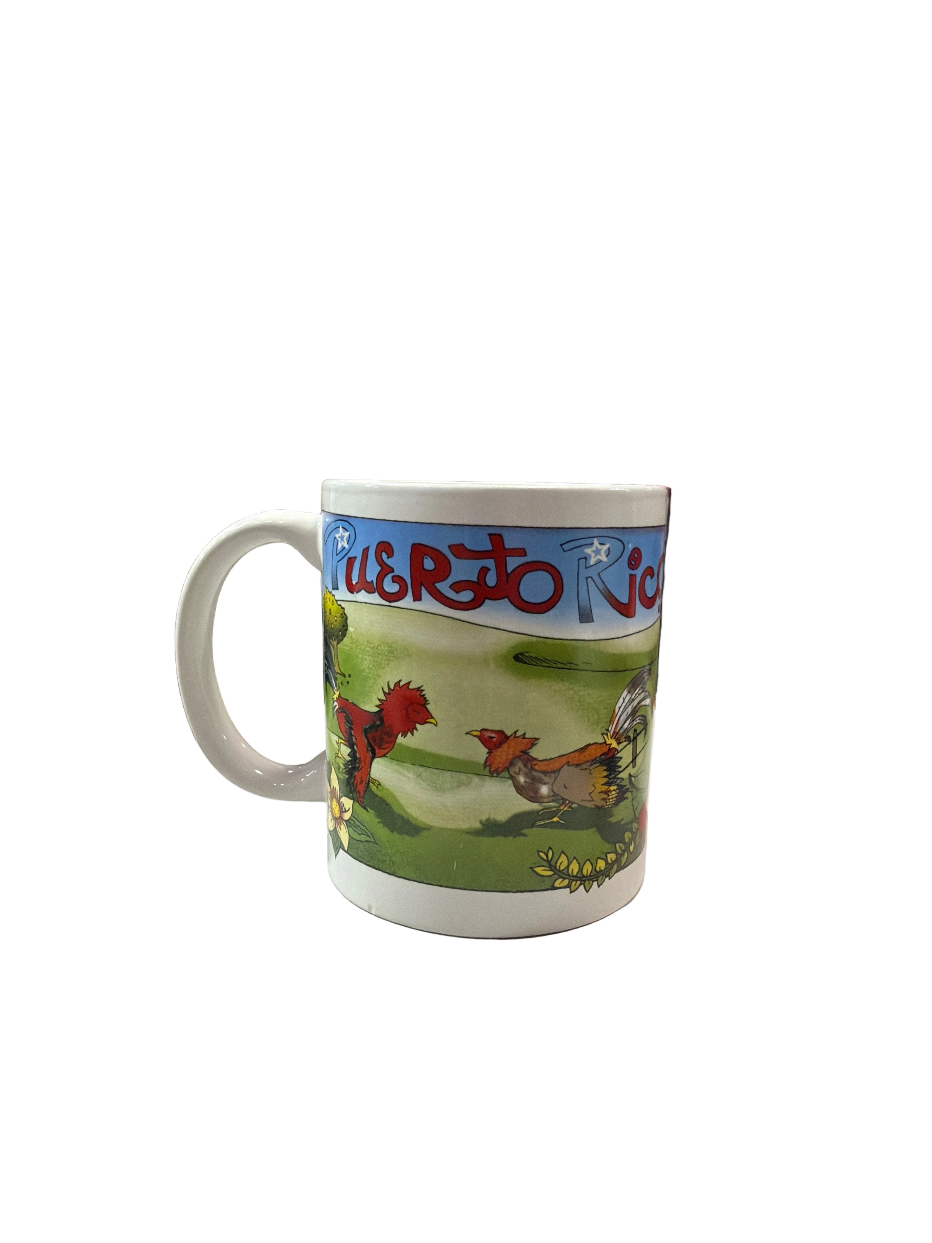 TAZA EN CERAMICA DE GALLOS DE PELEA