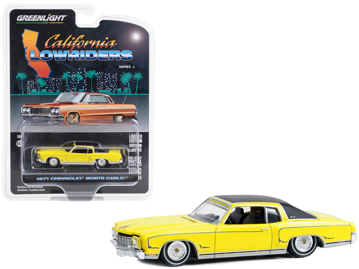 1/64 1971 CHEVROLET MONTE CARLO SUN FLOWER YELLOW - CALIFORNIA LOWRIDERS