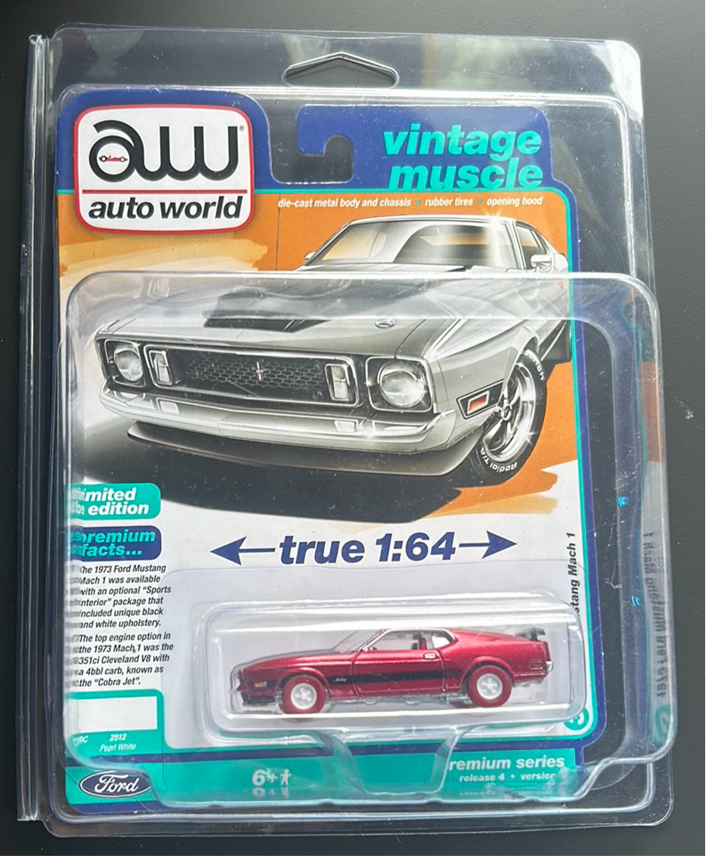 1/64 1973 FORD MUSTANG MACH 1 VINTAGE MUSCLE “CHASE” - (CANDY RED COLOR VARIATION)