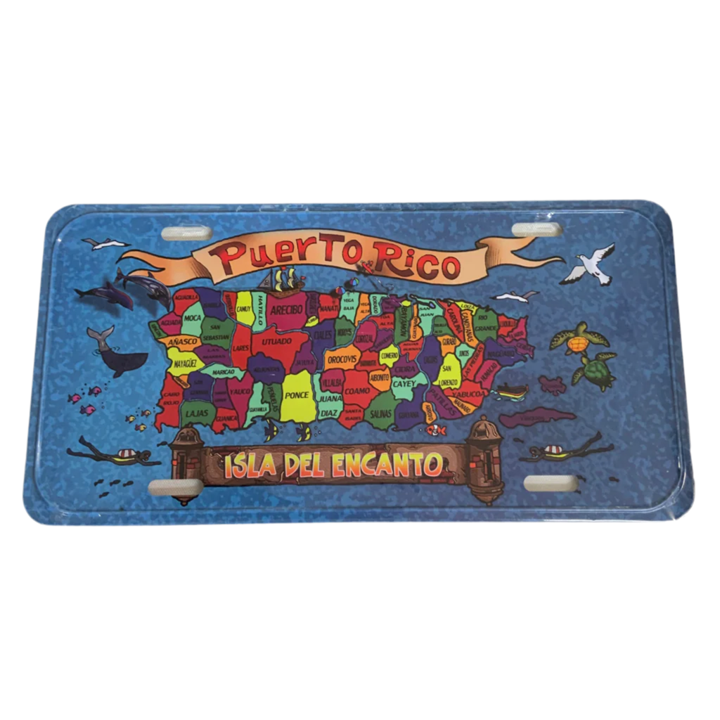 LICENSE PLATE WITH PUERTO RICO MAP - TABLILLA MAPA PUERTO RICO