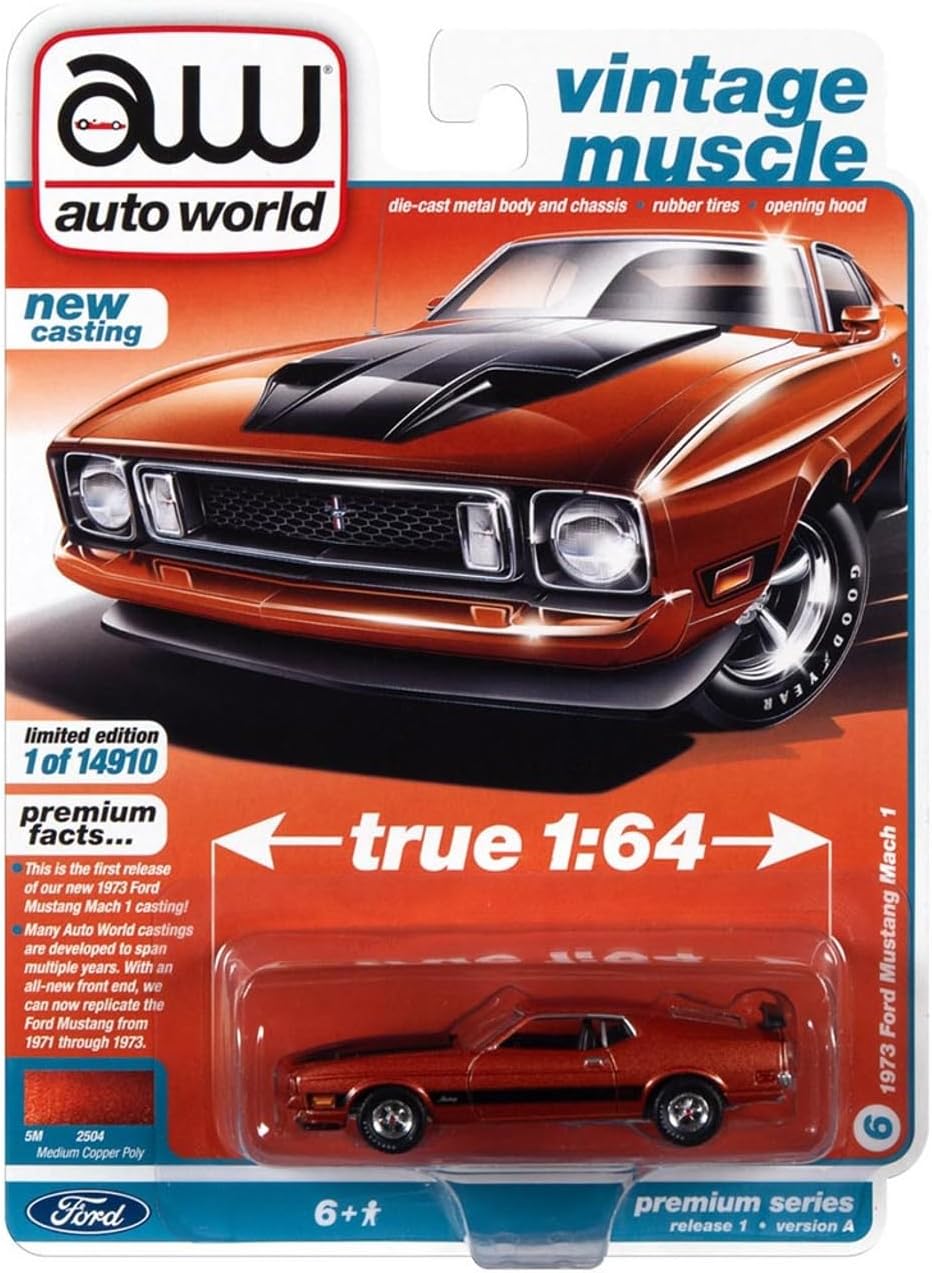 1/64 1973 FORD MUSTANG MACH 1 COOPER METALLIC RED - VINTAGE MUSCLE