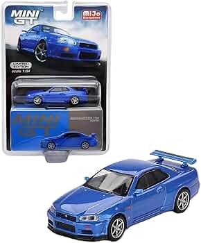 1/64 NISSAN SKYLINE GT-R (R34) V-SPEC BAYSIDE BLUE - MINI GT