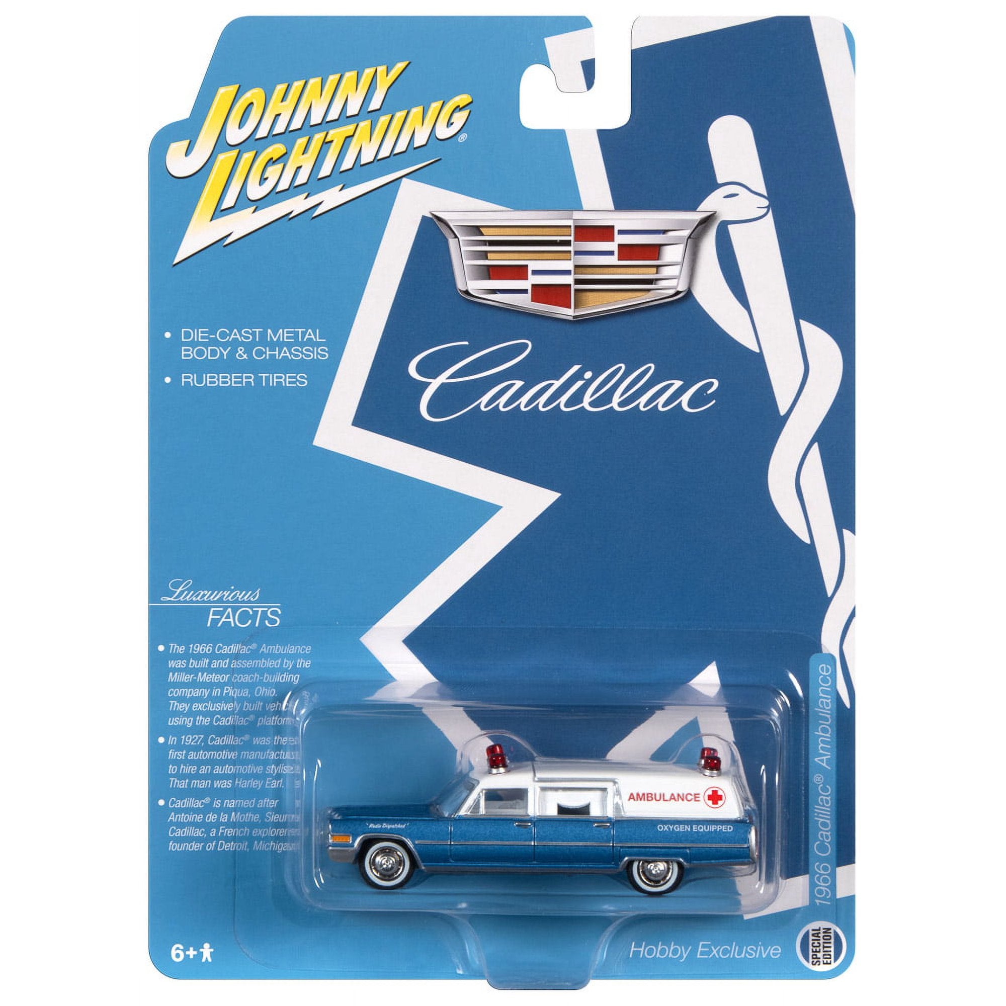 1/64 1966 CADILLAC AMBULANCE (BLUE) JOHNNY LIGHTNING