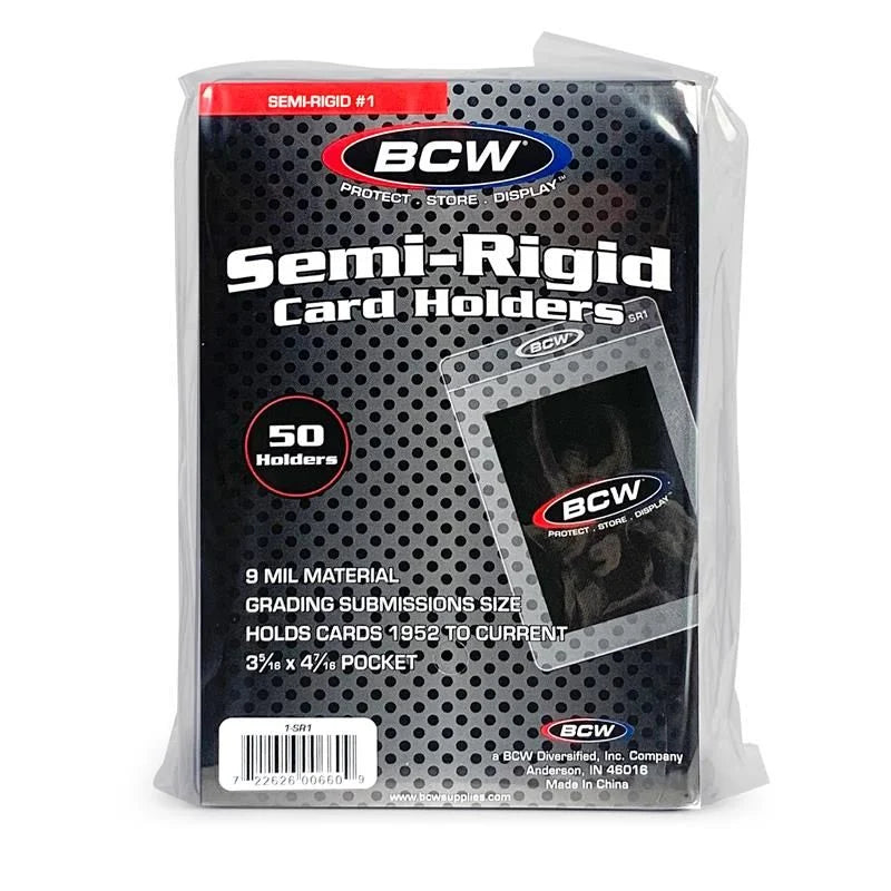 BCW SEMI-RIGID CARD HOLDERS  #1 - 50 PCS PER PACK