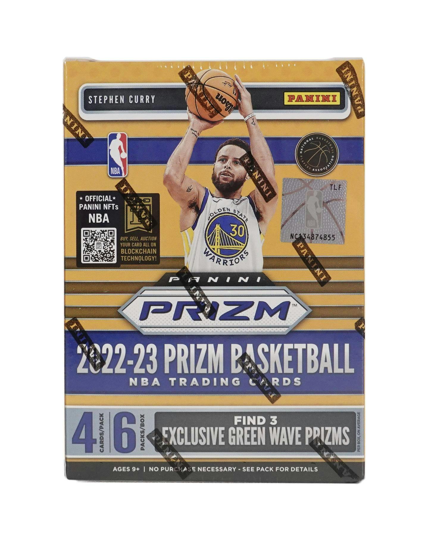 Caja Hobby Blaster de 6 unidades de baloncesto Panini Prizm 2022/23 (¡Prizms de onda verde!)
