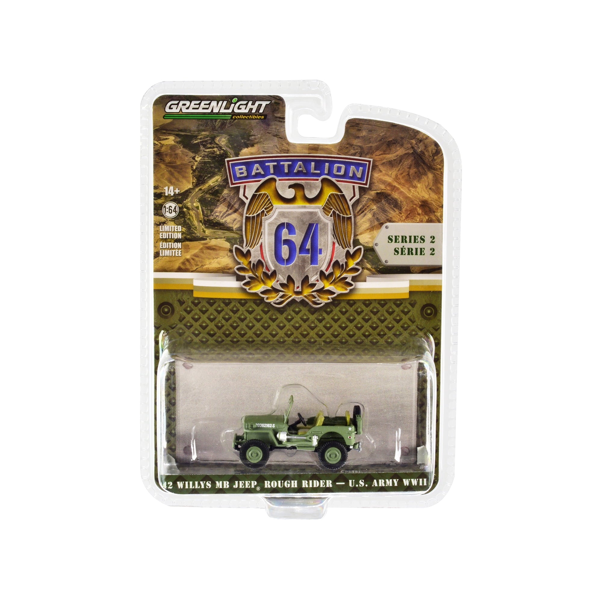 1/64 1942 WILLYS MB JEEP ROUFH RIDER US ARMY WWII - BATTALION 64