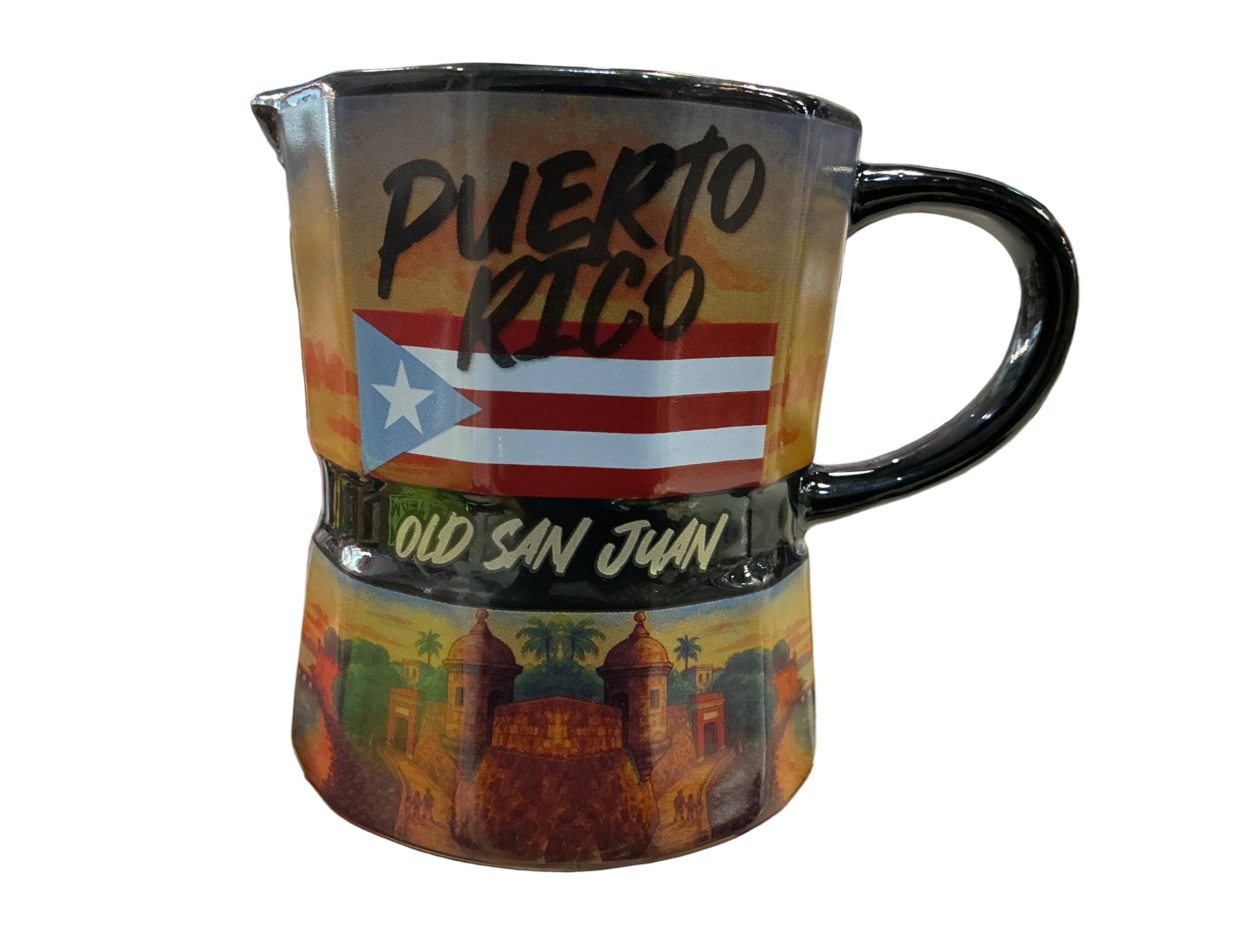 TAZA GRECA/NEGRA CON BANDERA Y MORRO