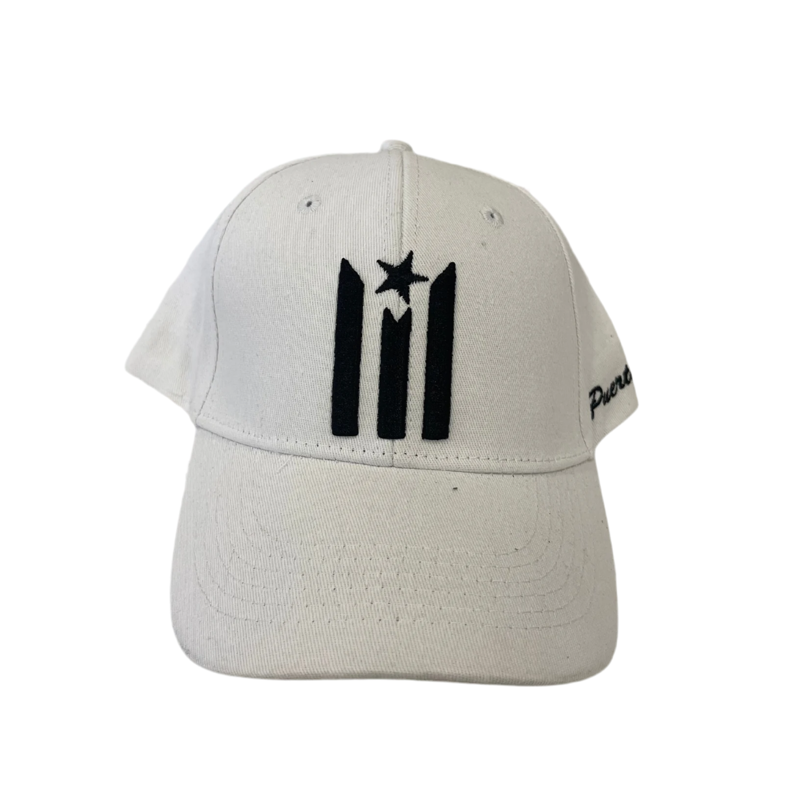 GORRA BLANCA CON BANDERA NEGRA DE PUERTO RICO