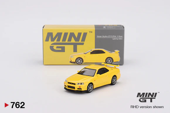 1/64 NISSAN SKYLINE GT-R (R34) V-SPEC YELLOW - MINI GT