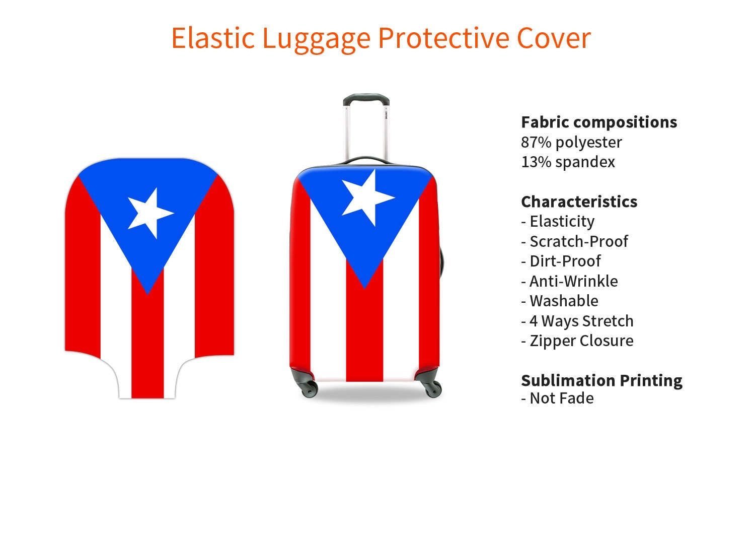 COVER PARA MALETA CON BANDERA DE PUERTO RICO